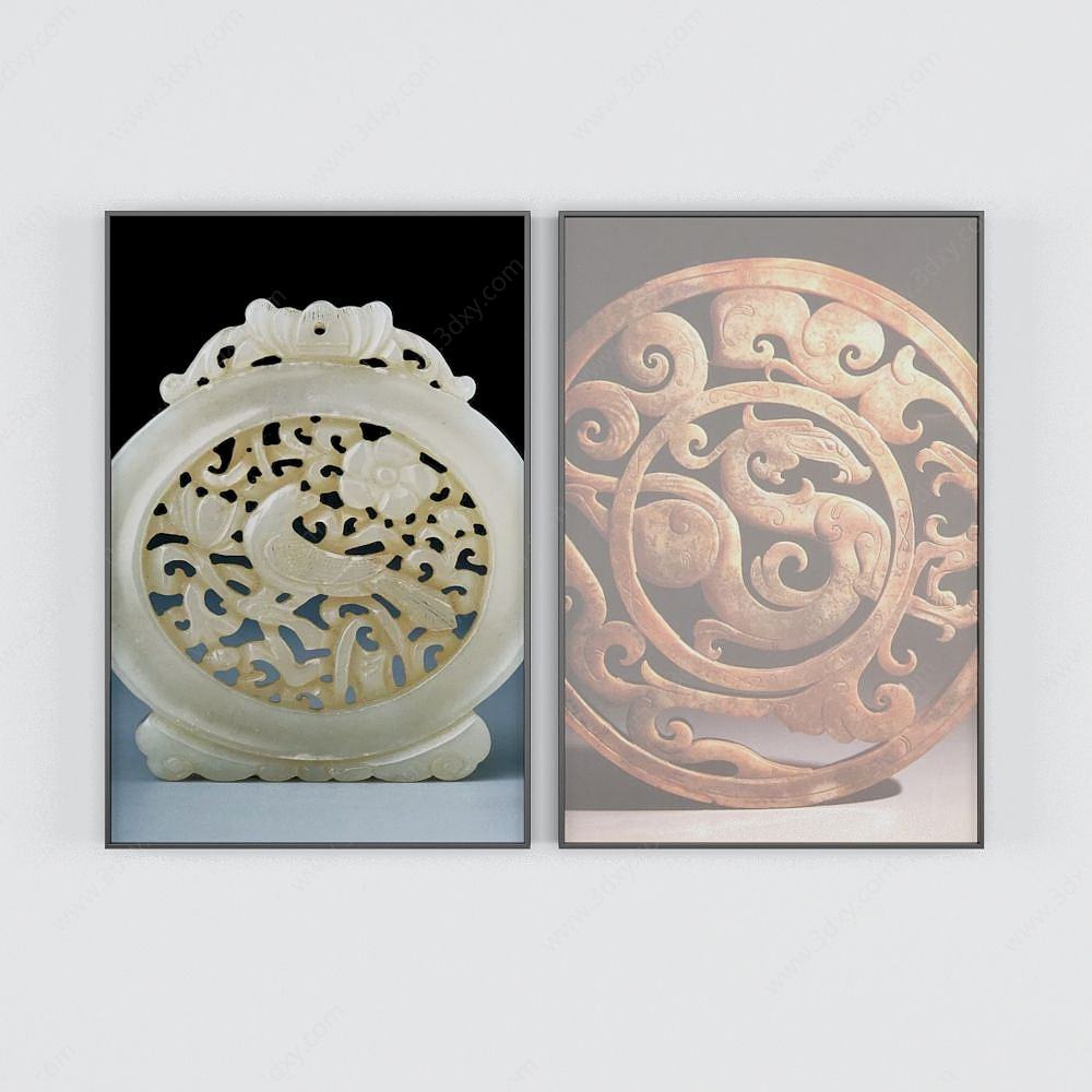 中国古董装饰挂画3D模型