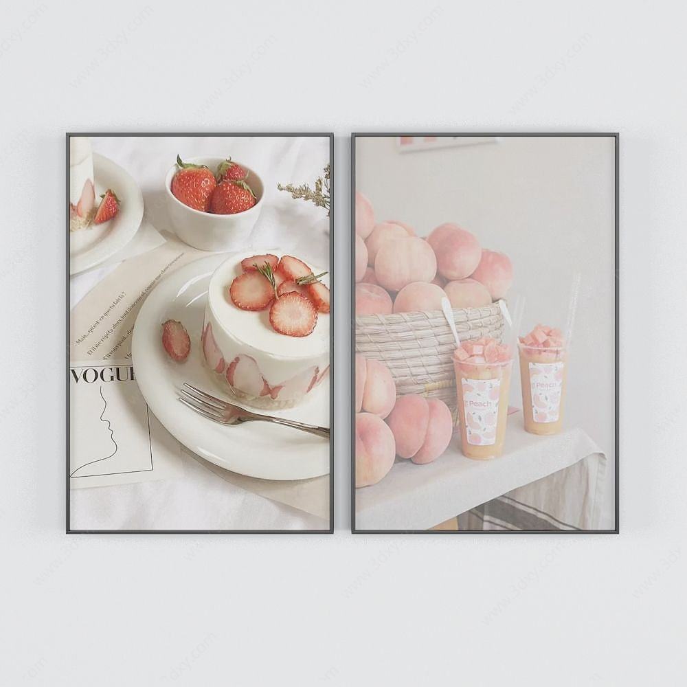 草莓蛋糕装饰画3D模型
