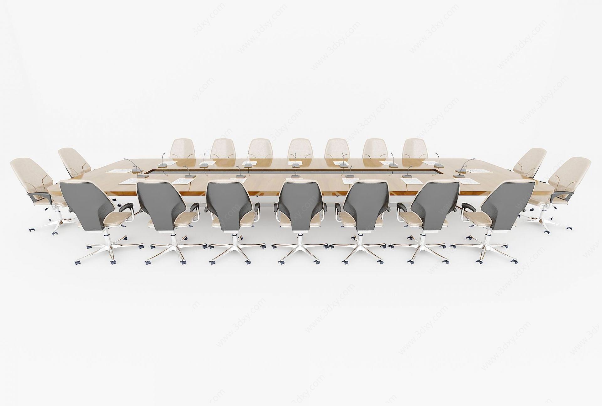 现代会议室桌椅3D模型