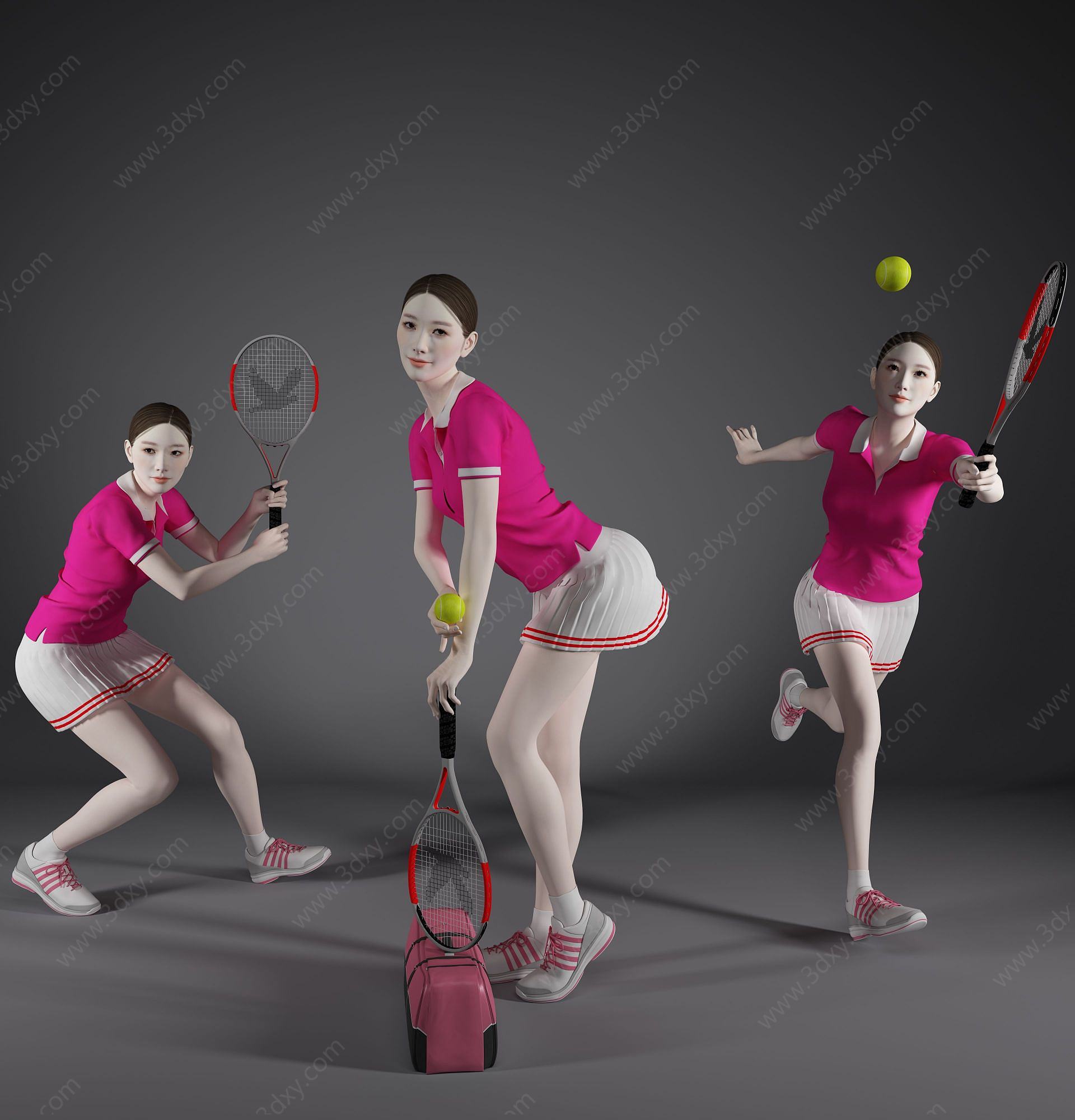 现代风格网球美女人物3D模型