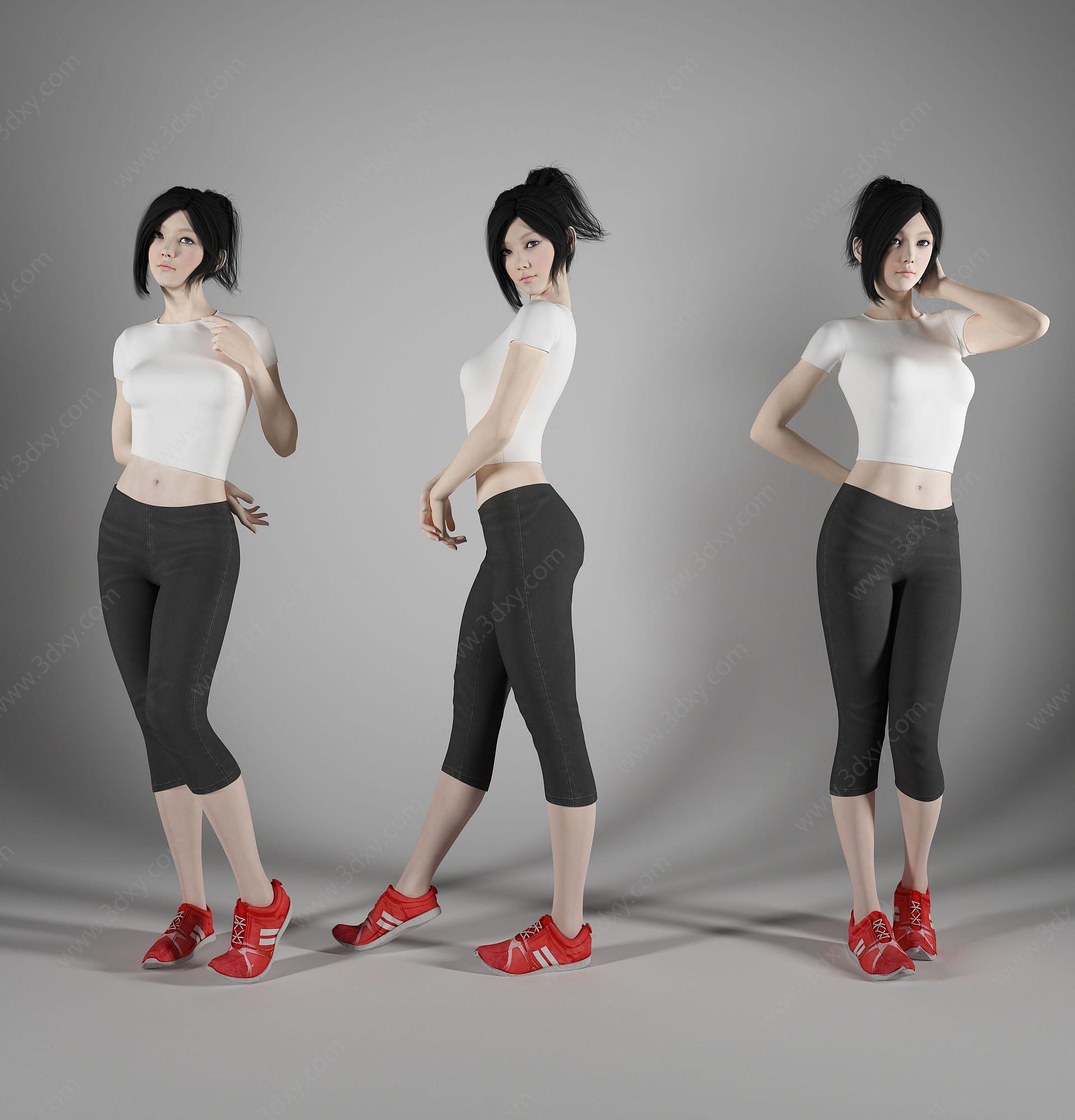 现代风格运动美女人物3D模型