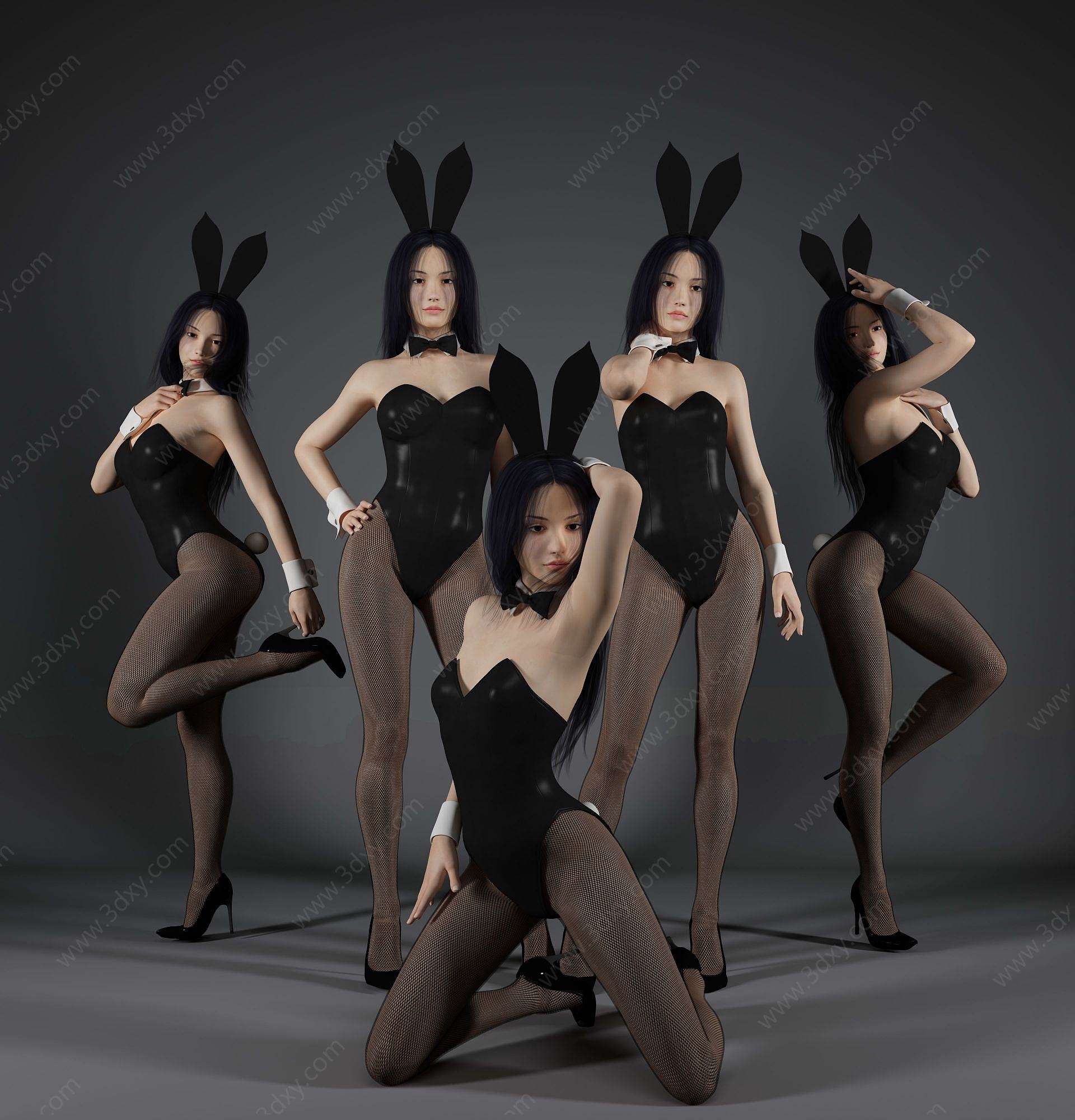 现代风格兔女郎美女人物3D模型