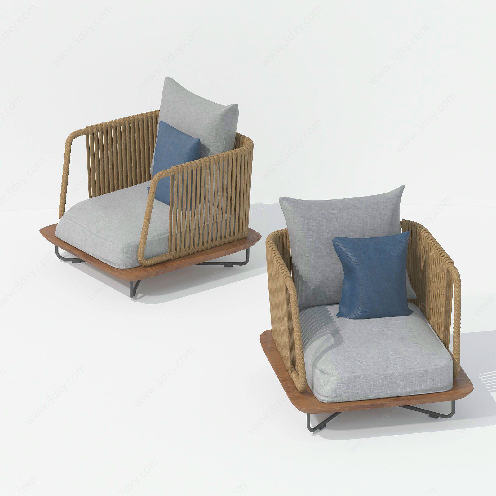 现代休闲藤椅3D模型