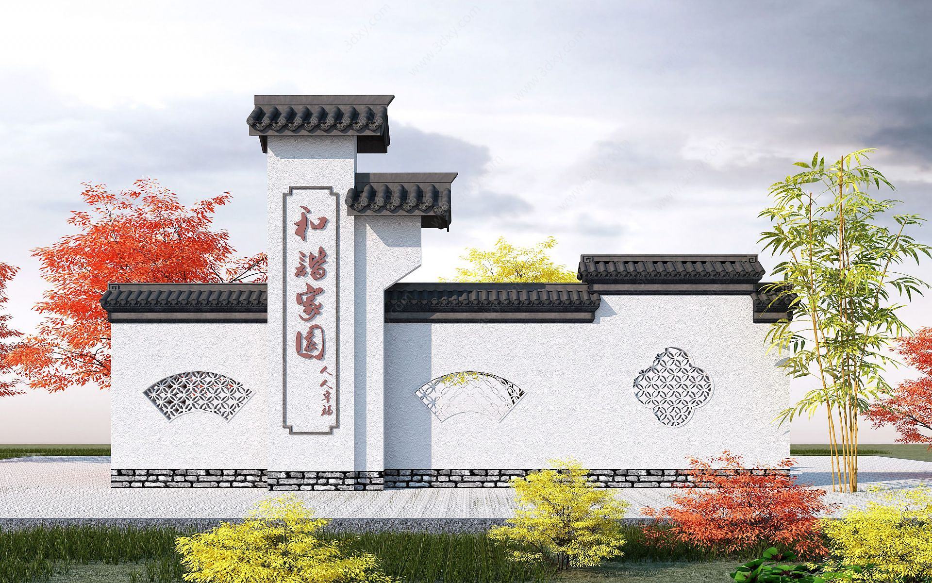 中式景墙花窗3D模型