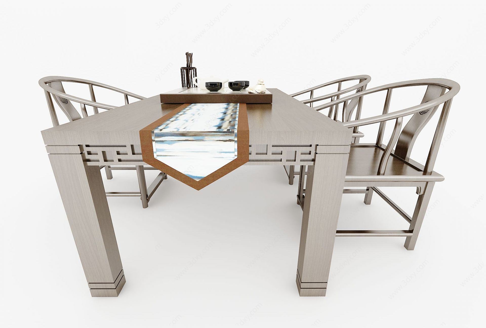 新中式餐桌椅3D模型