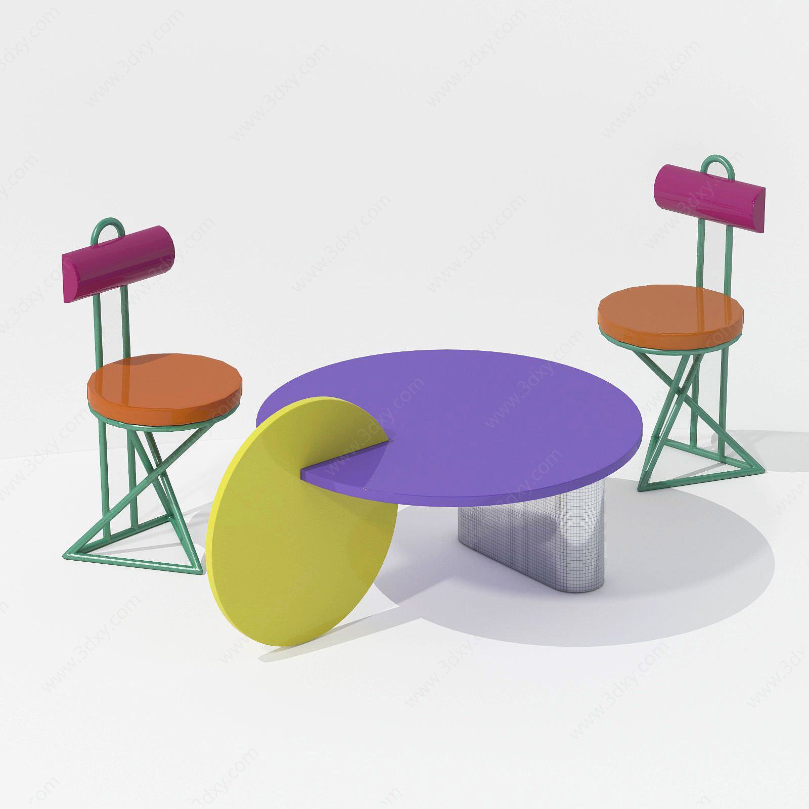 创意几何桌椅3D模型