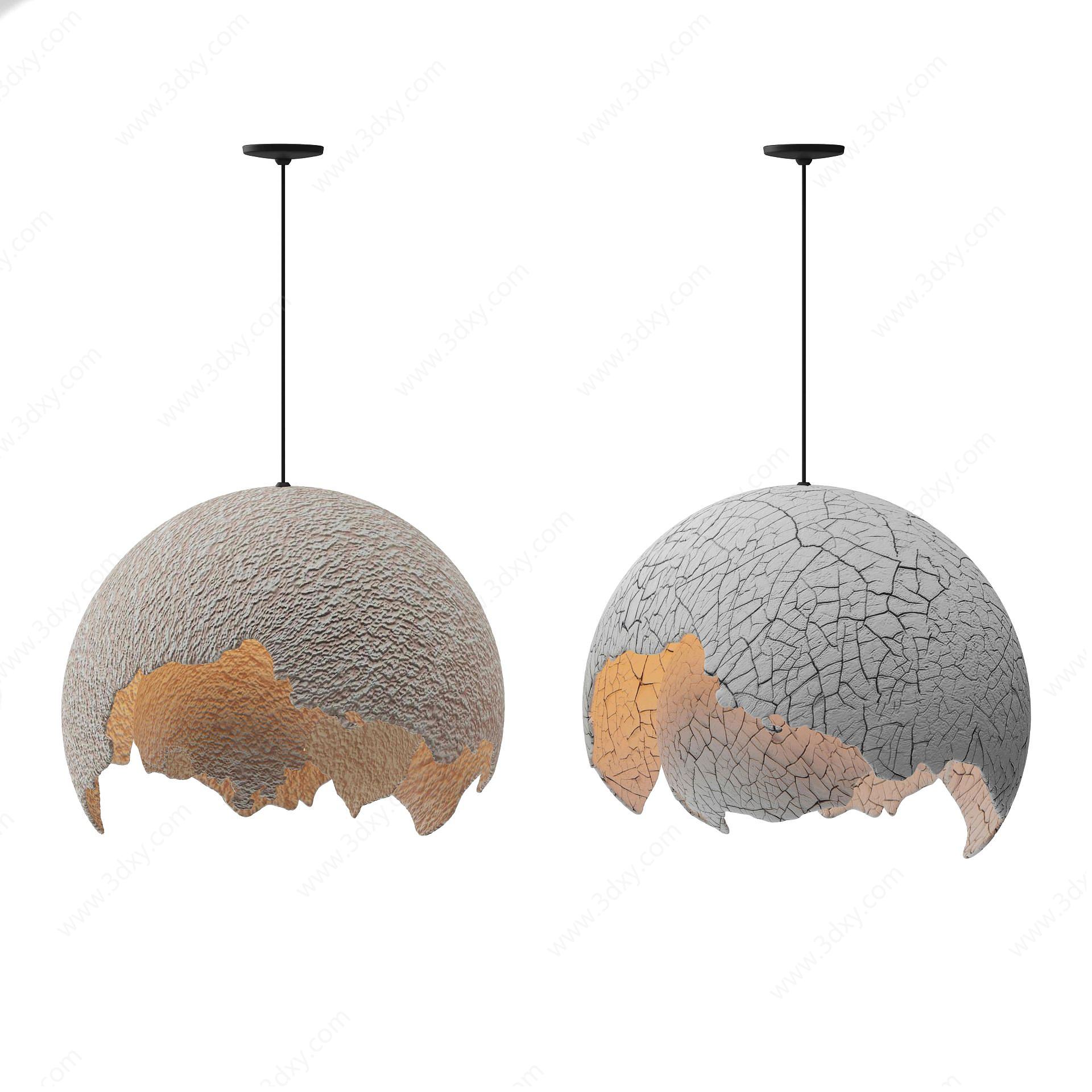 现代椰壳吊灯3D模型