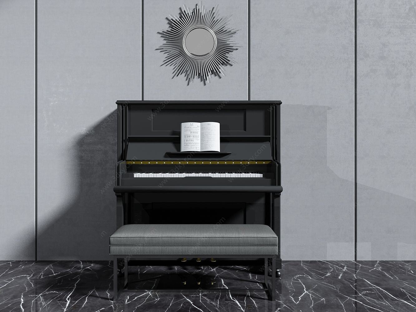 现代风格钢琴3D模型