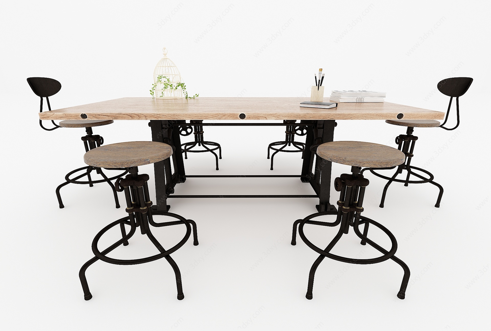 铁艺吧台桌椅3D模型