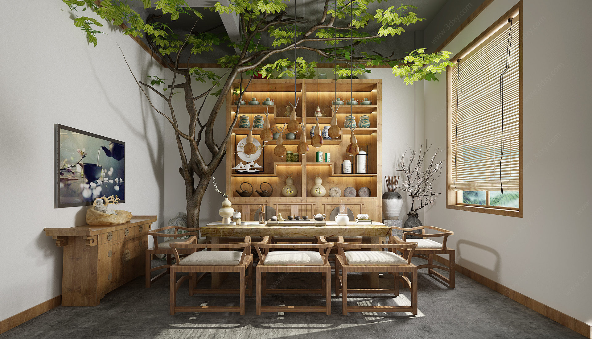 禅意中式茶室3D模型