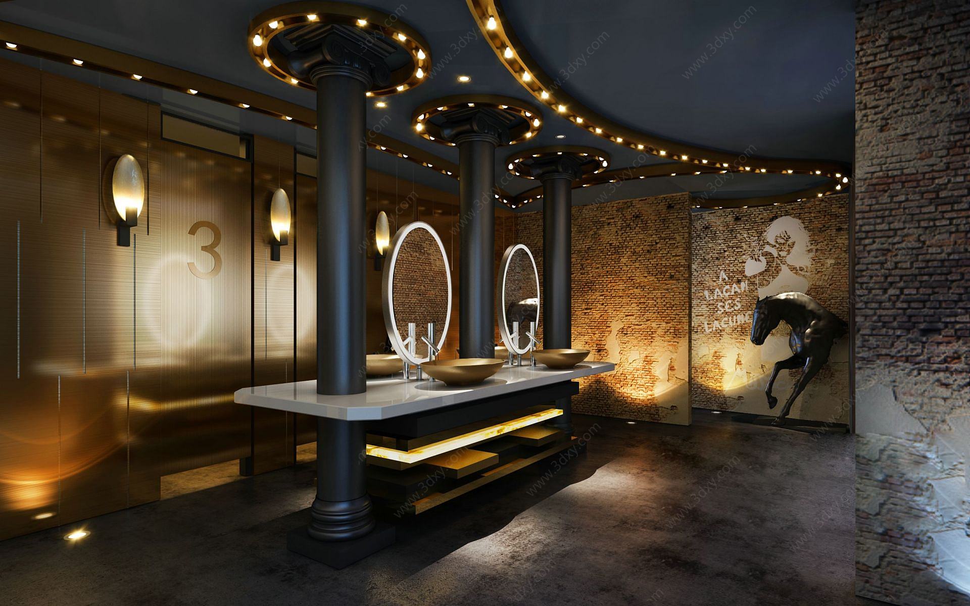 现代酒吧卫生间3D模型