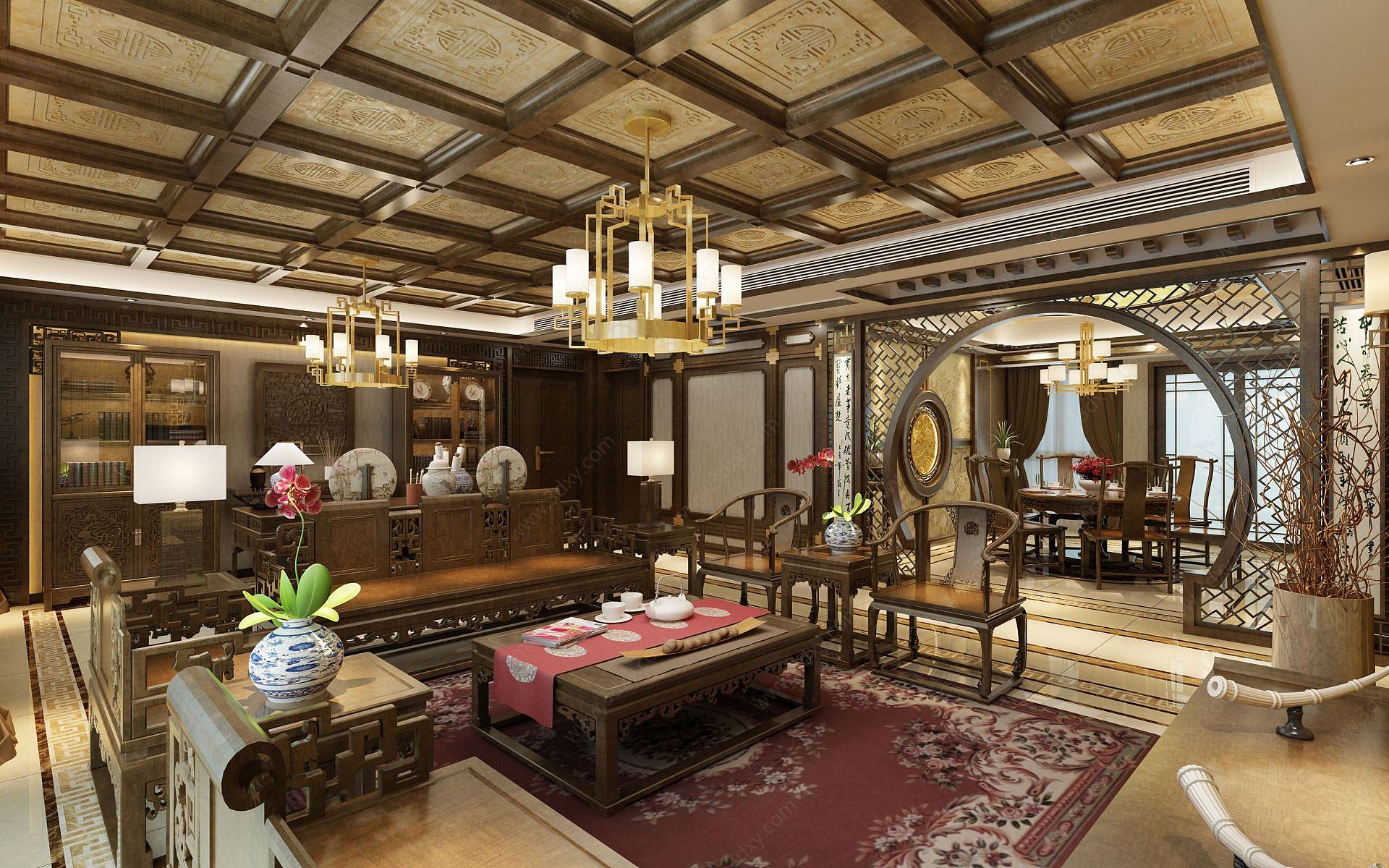 中式古典客厅3D模型