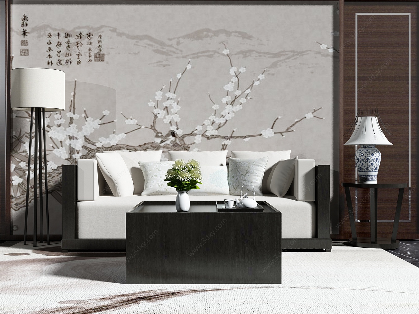 现代简约白色沙发3D模型