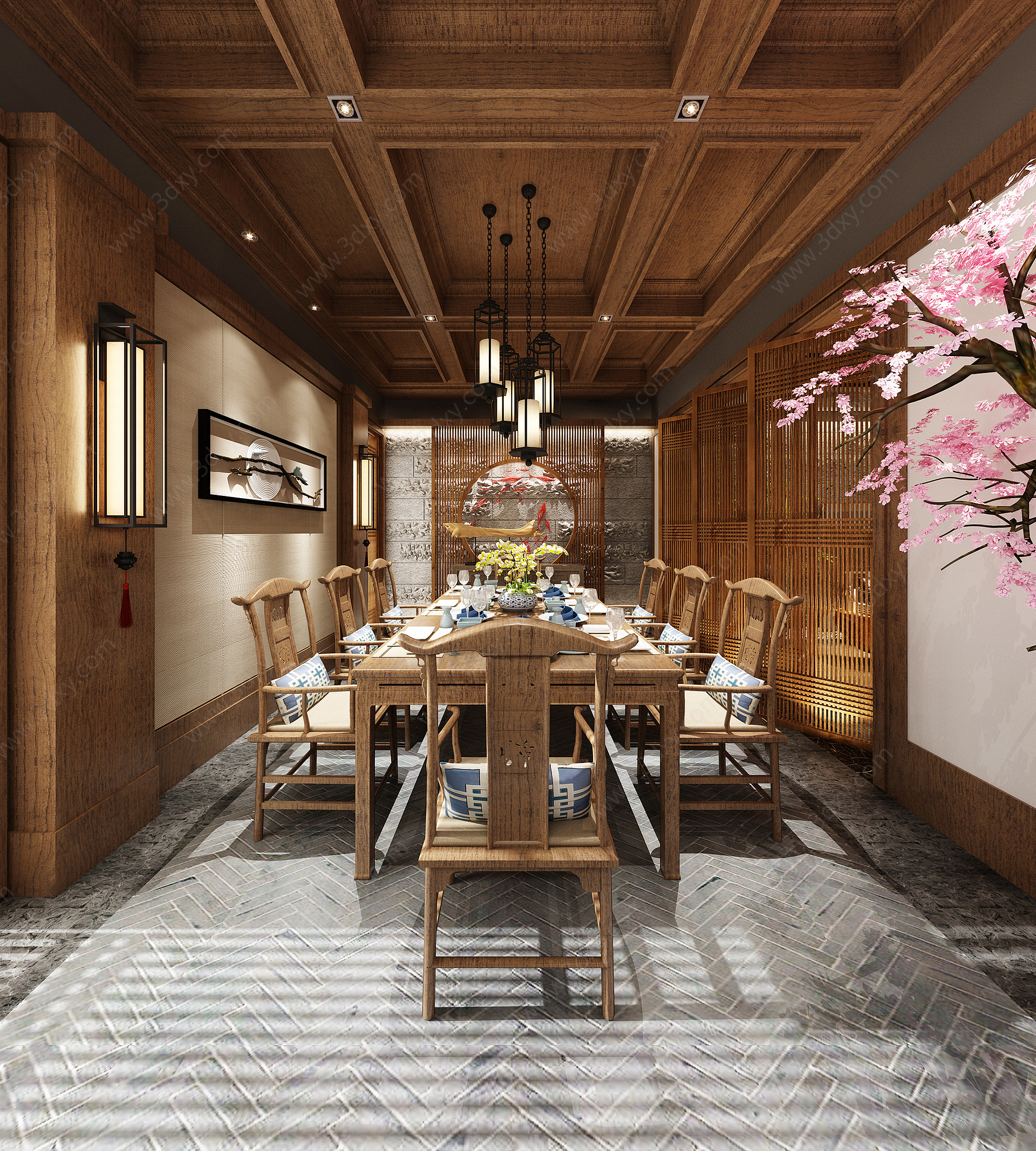 中式餐厅包房3D模型