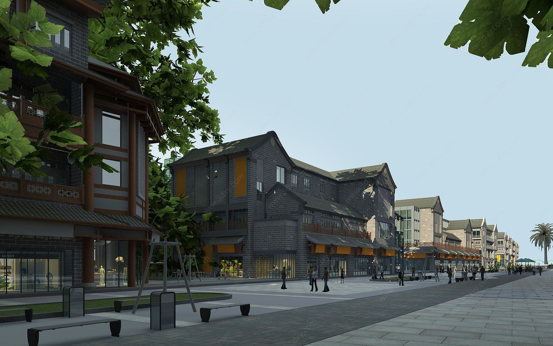 古建商业步行街3D模型