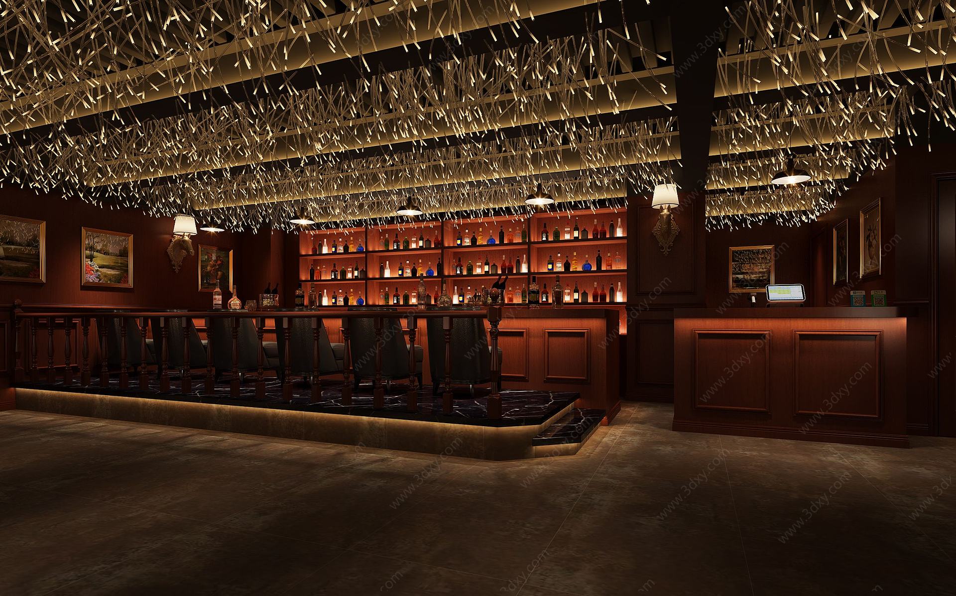 古典美式酒吧3D模型