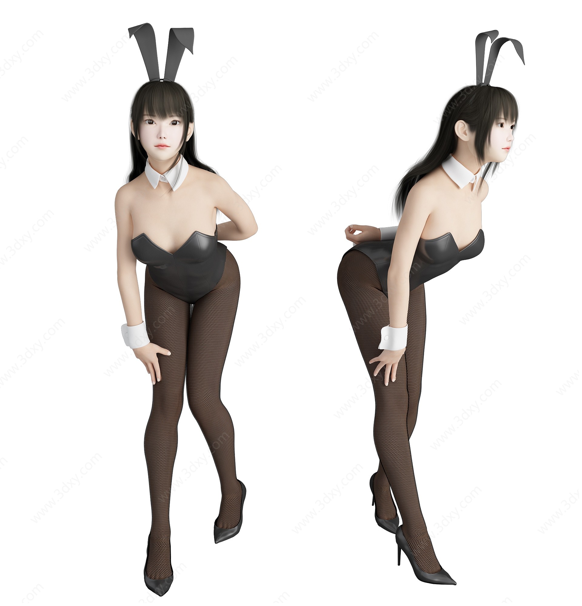 现代风格兔女郎美女人物3D模型
