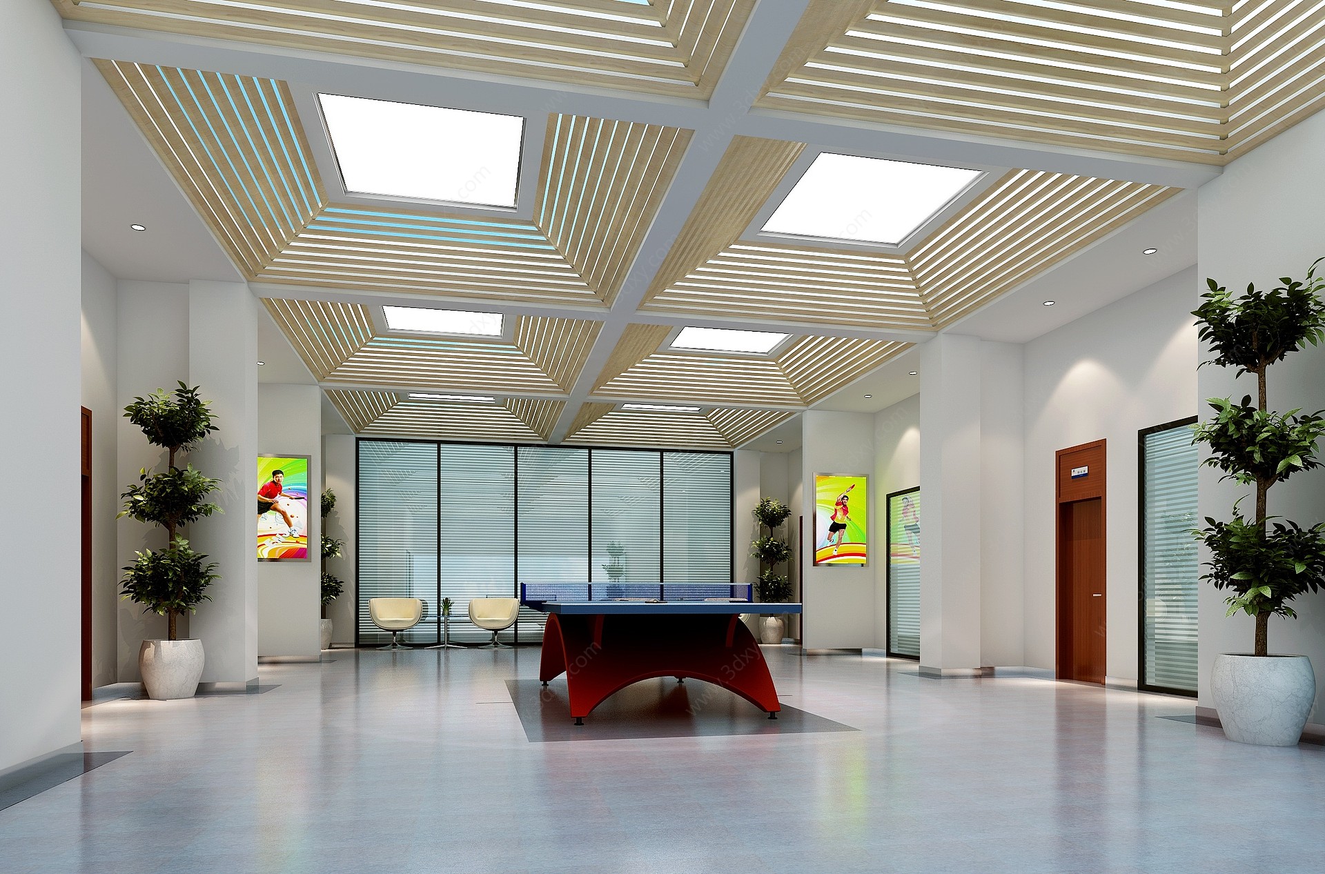 政府单位乒乓球室3D模型