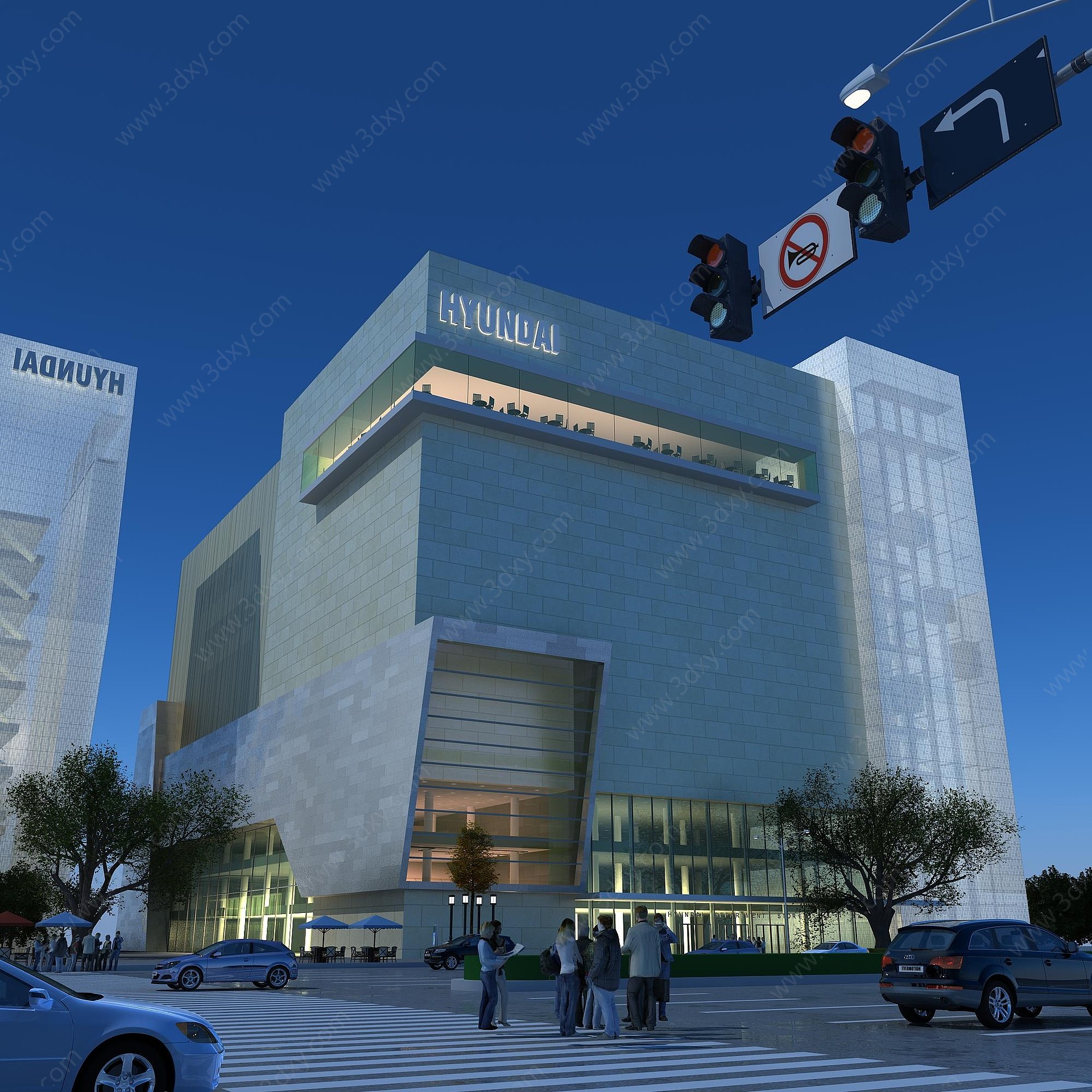 现代夜景综合楼3D模型