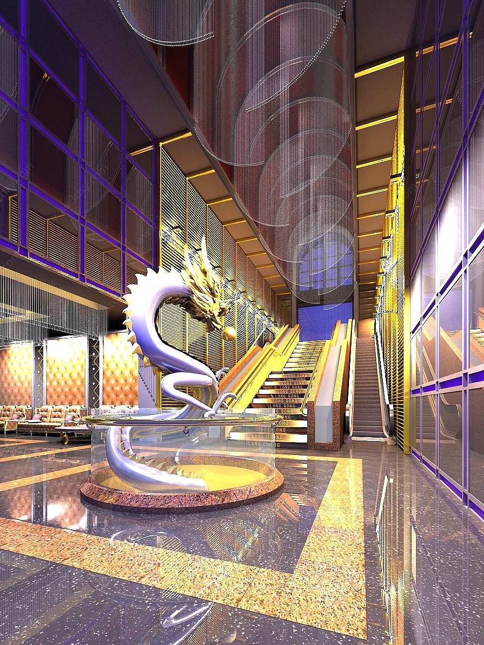 超帅龙造型大厅入口3D模型
