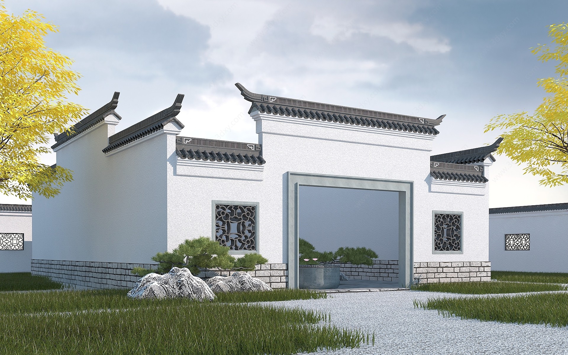 中式庭院门头3D模型
