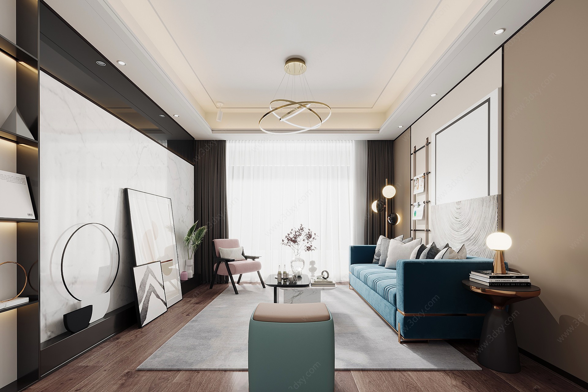 现代客厅起居室3D模型