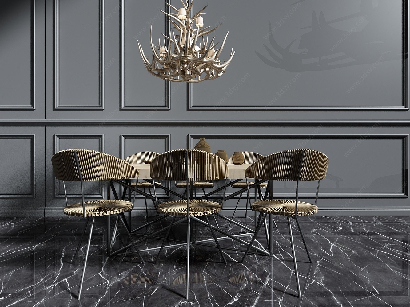 现代艺术餐桌椅3D模型