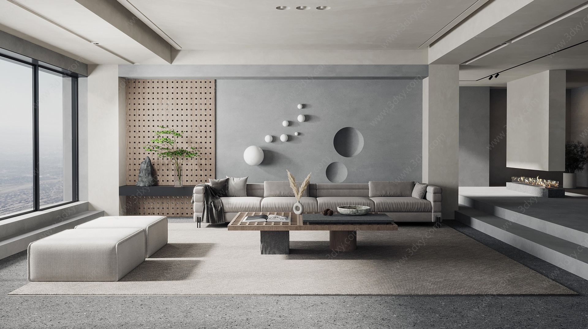 现代客厅起居室3D模型