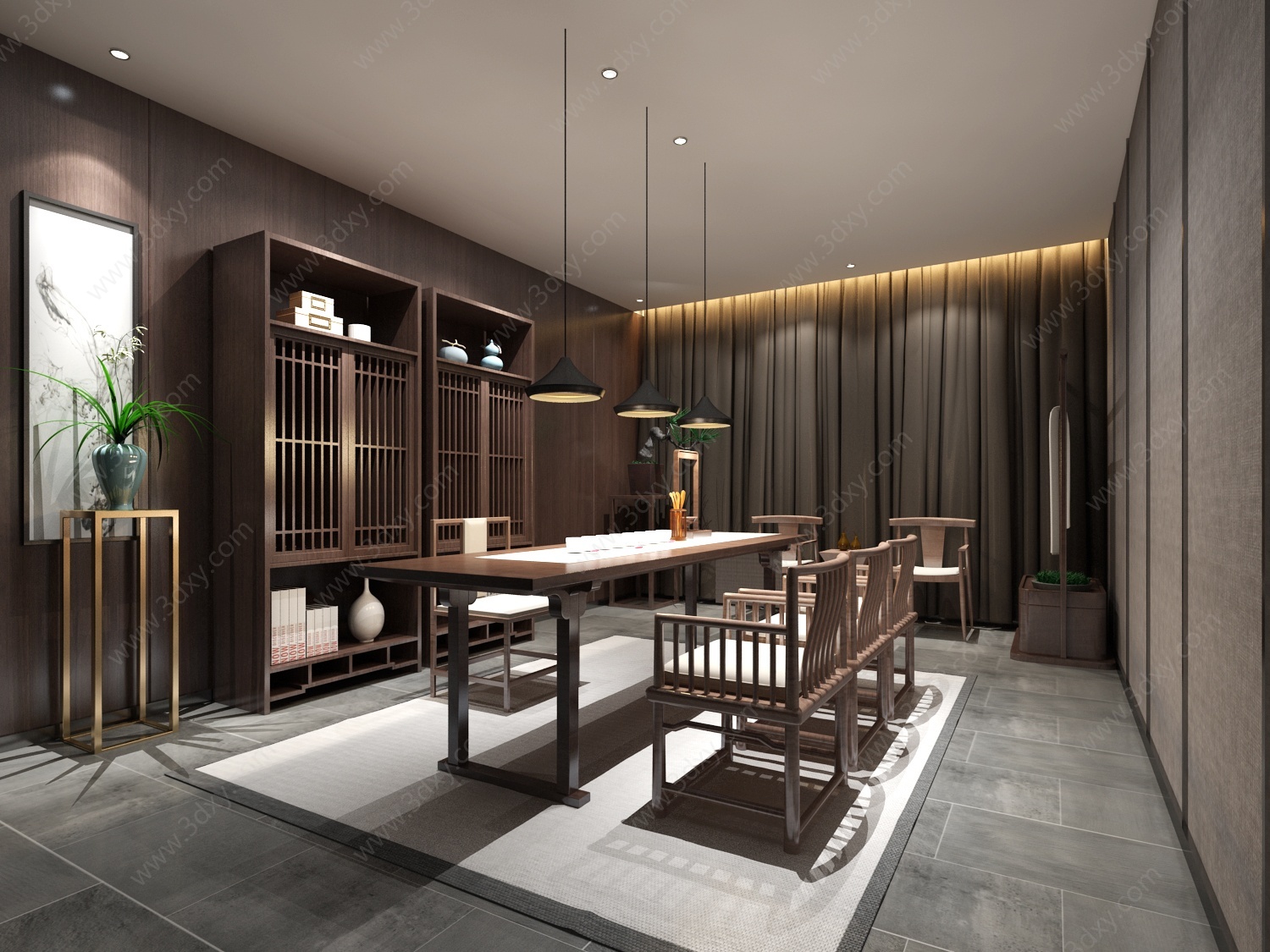 新中式风格的茶室3D模型