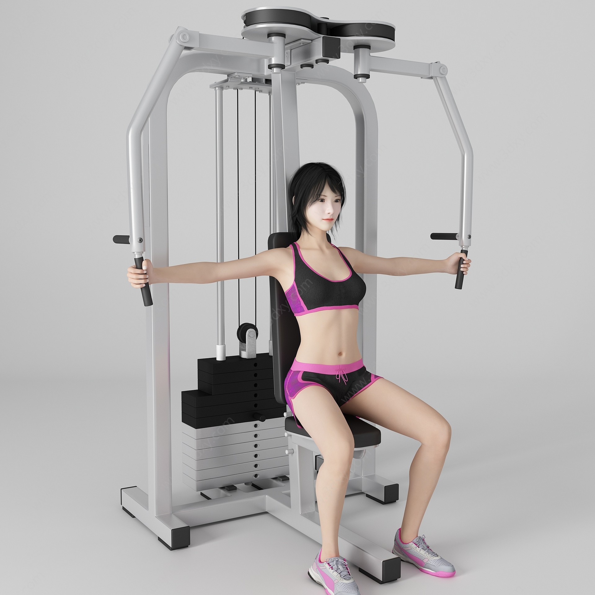 现代健身美女人物3D模型