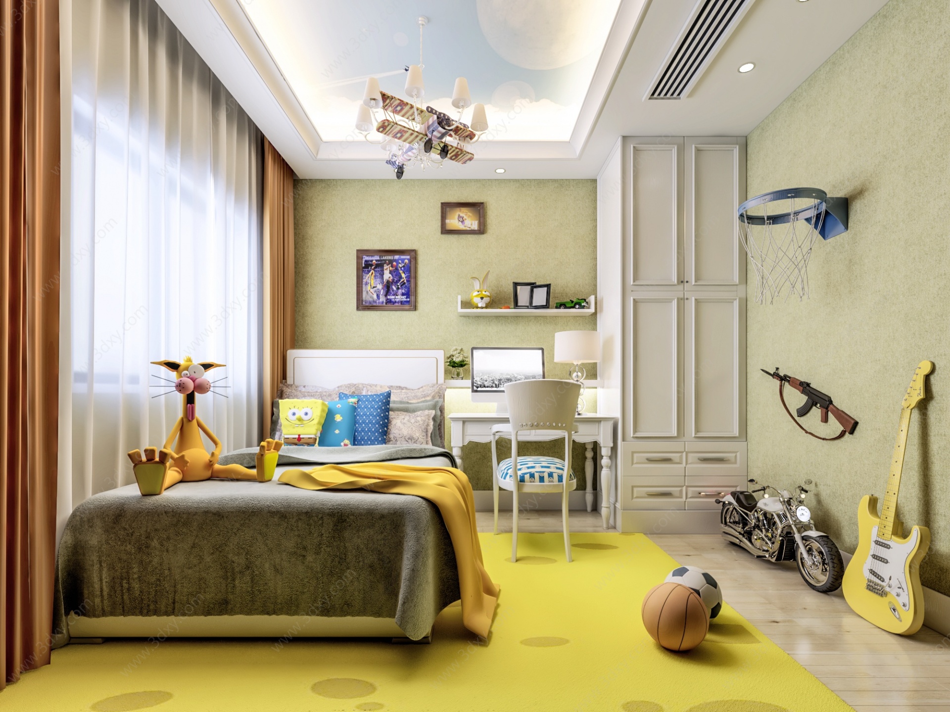北欧儿童房卧室3D模型