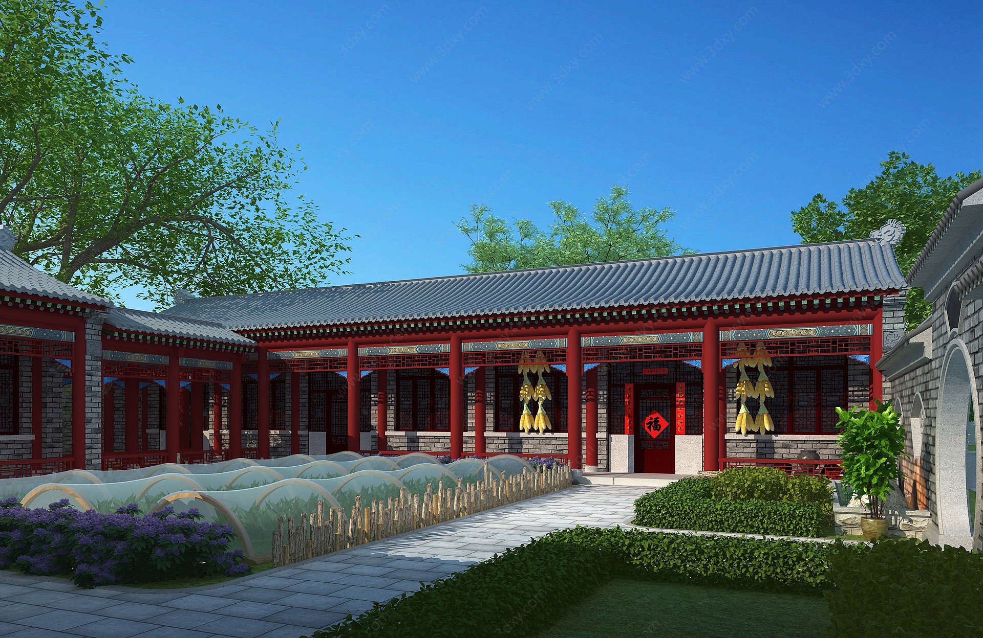 中式古建庭院3D模型
