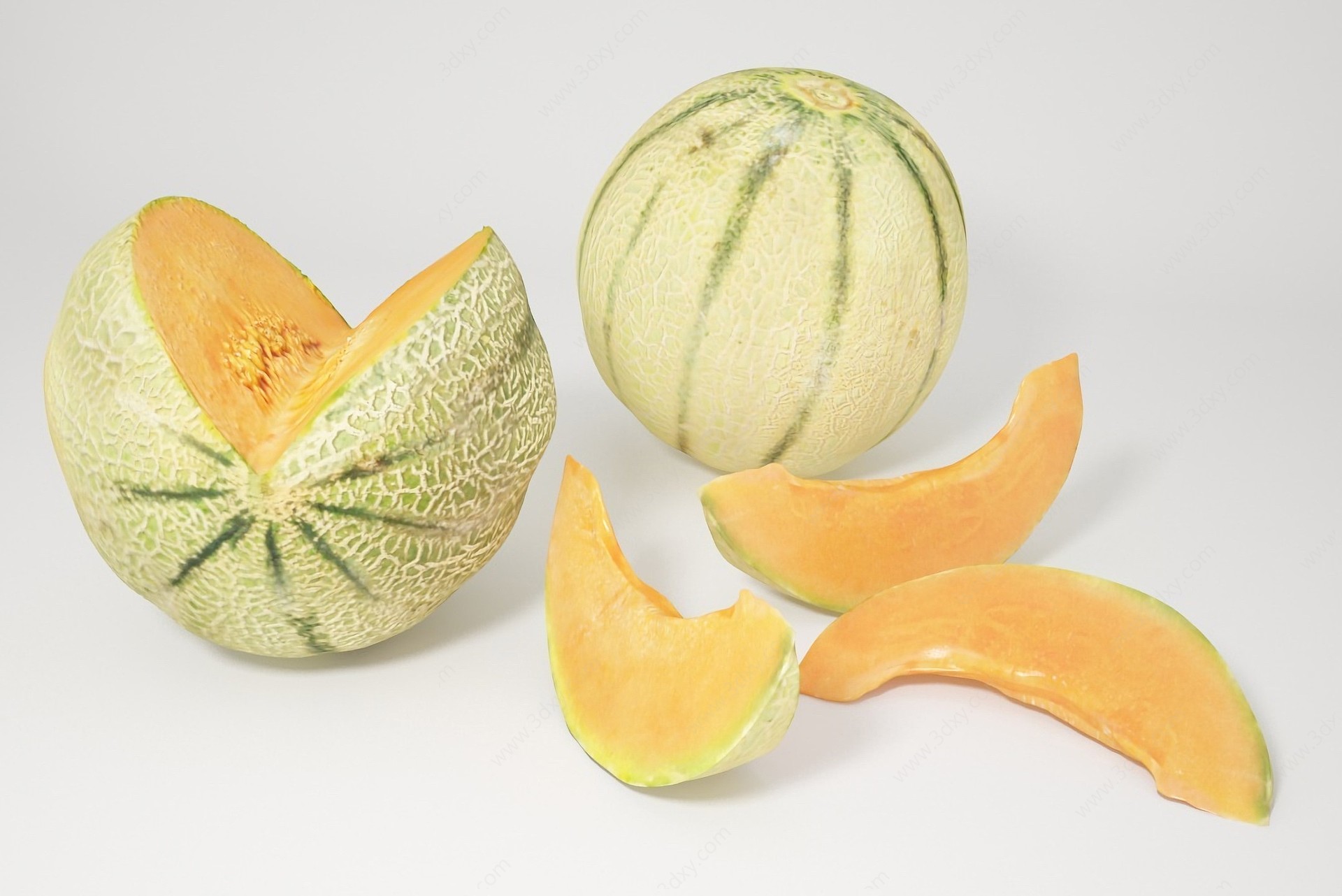 现代水果甜瓜哈密瓜3D模型