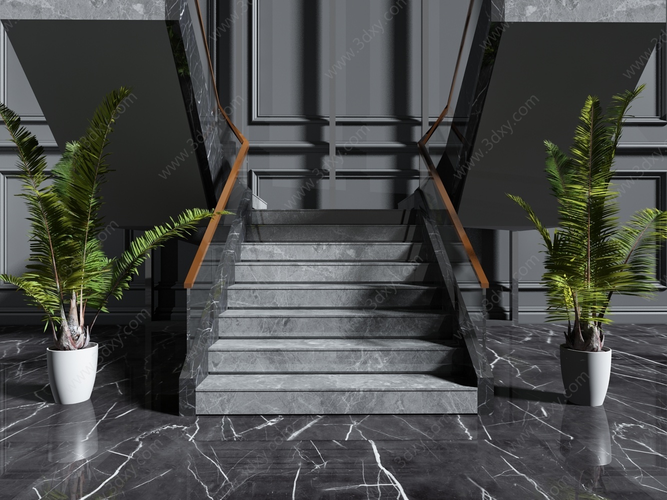 现代大理石楼梯3D模型