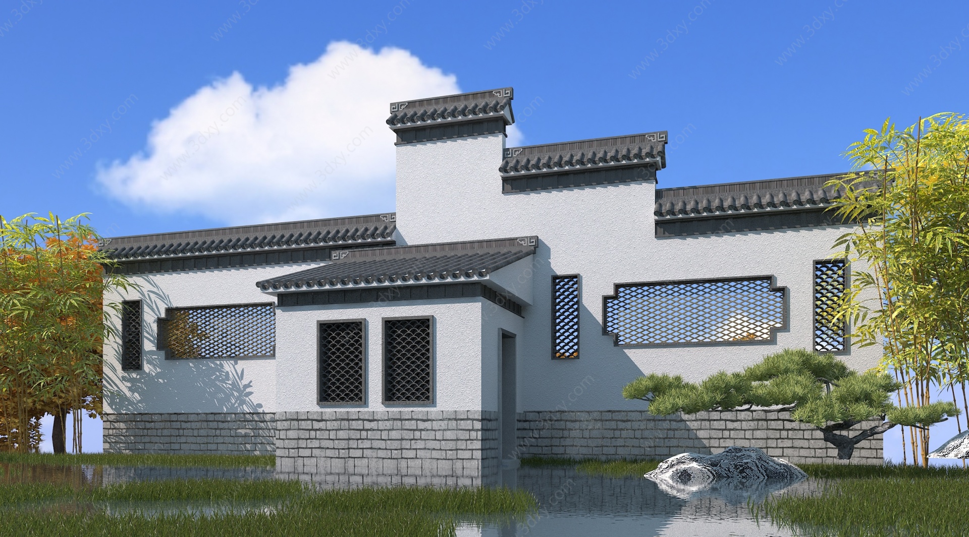 中式马头墙公厕3D模型