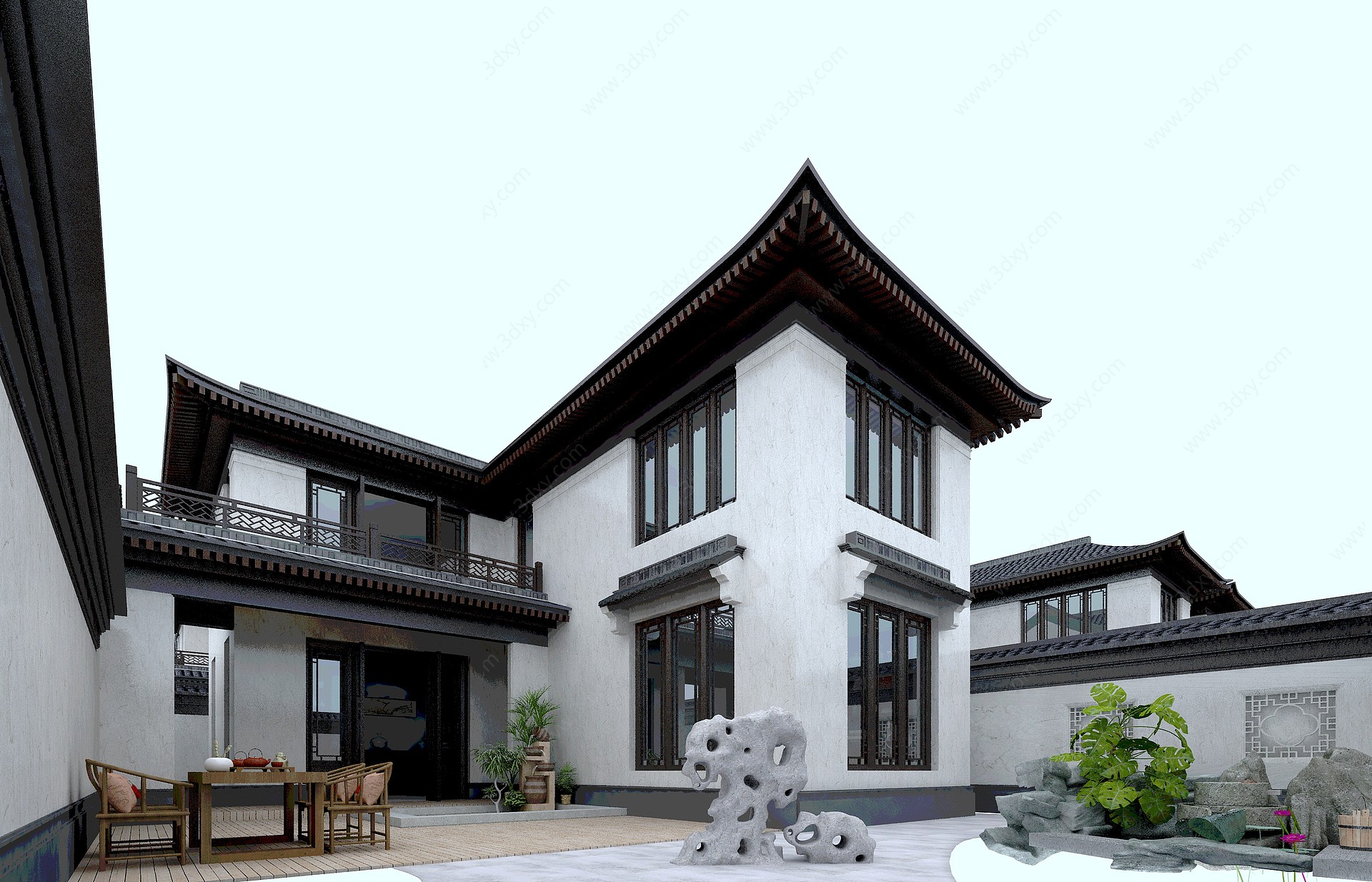 中式四合院建筑3D模型