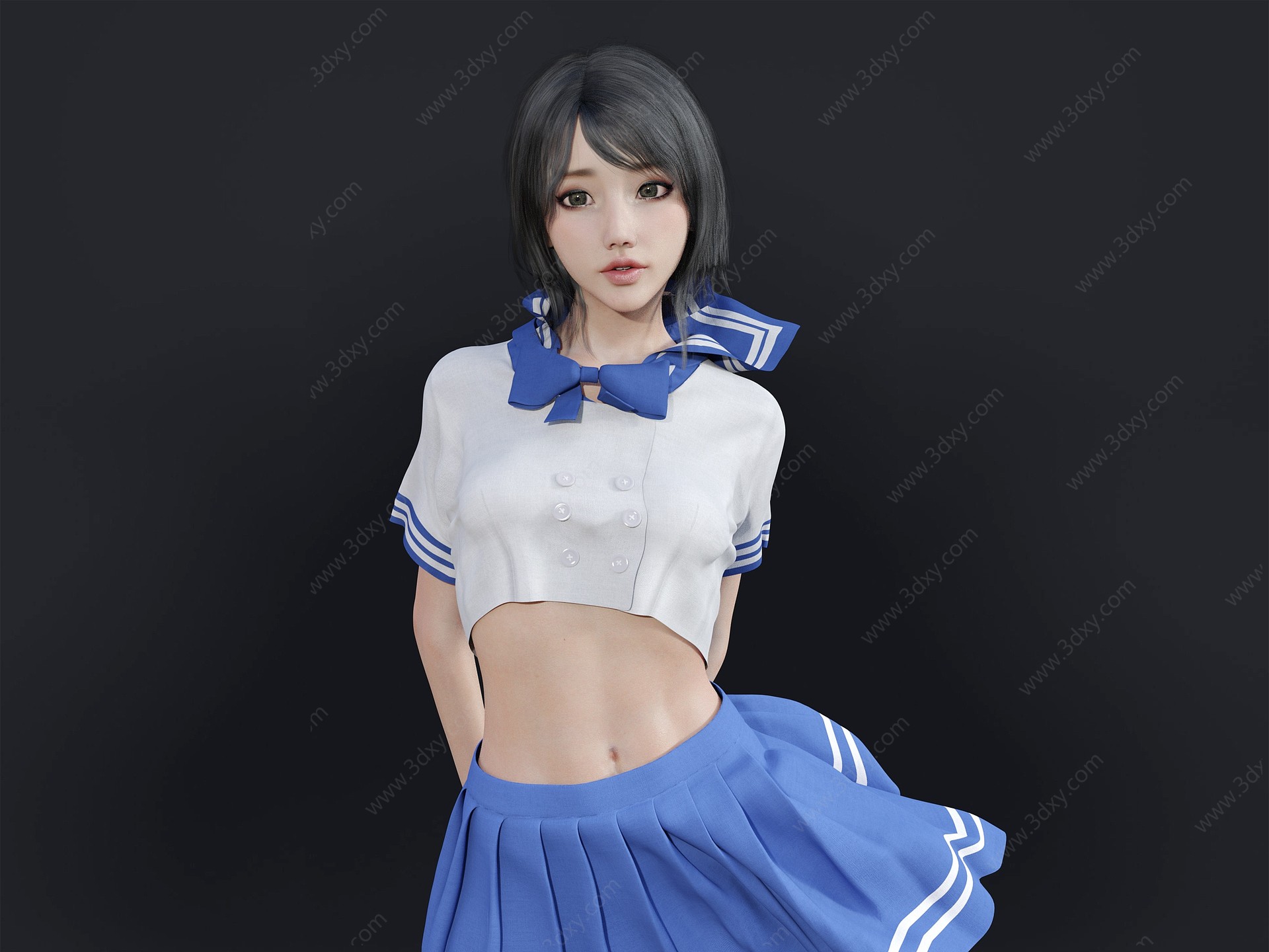 JK制服女生3D模型
