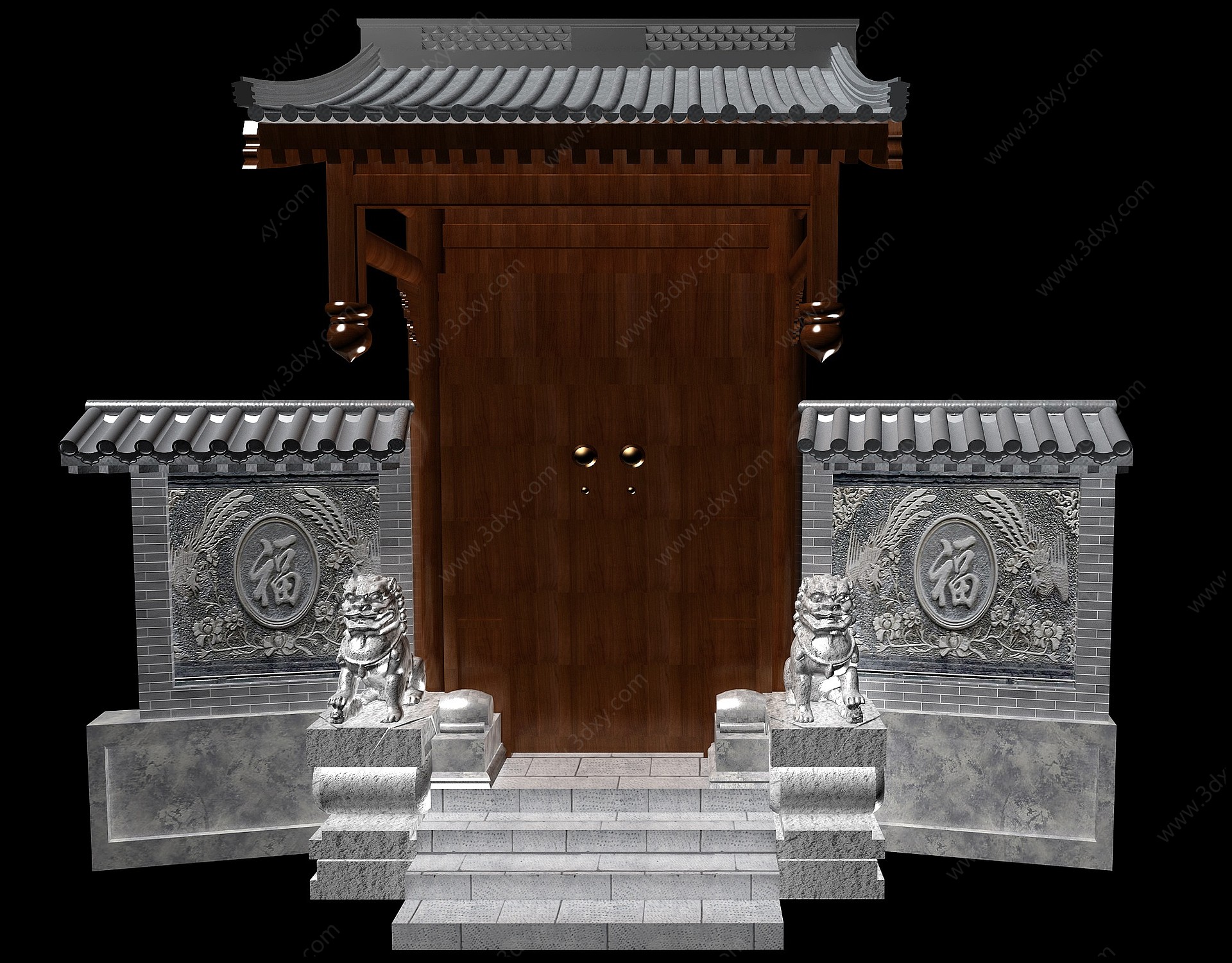 中式风格的门头3D模型