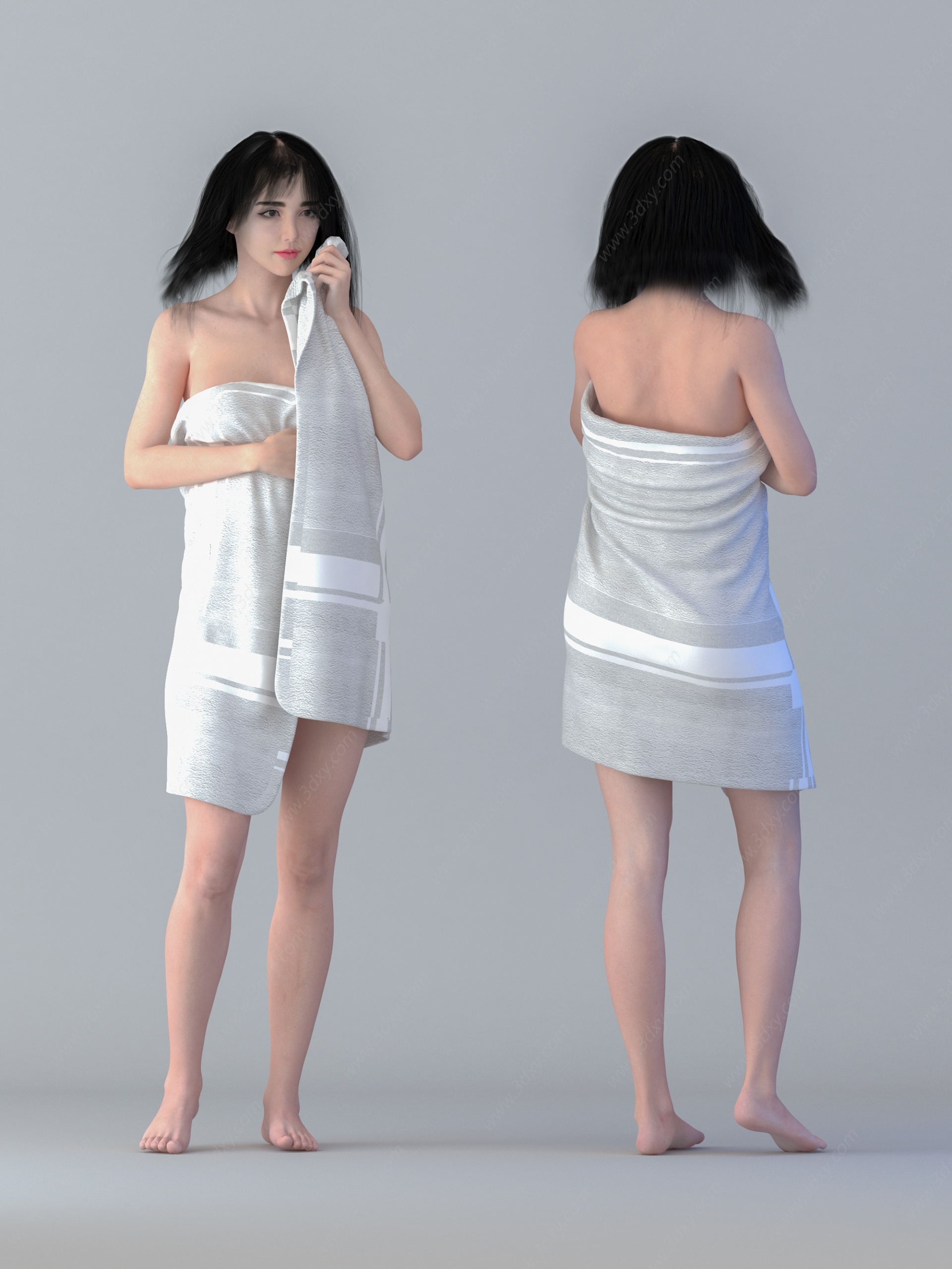 浴巾美女3D模型