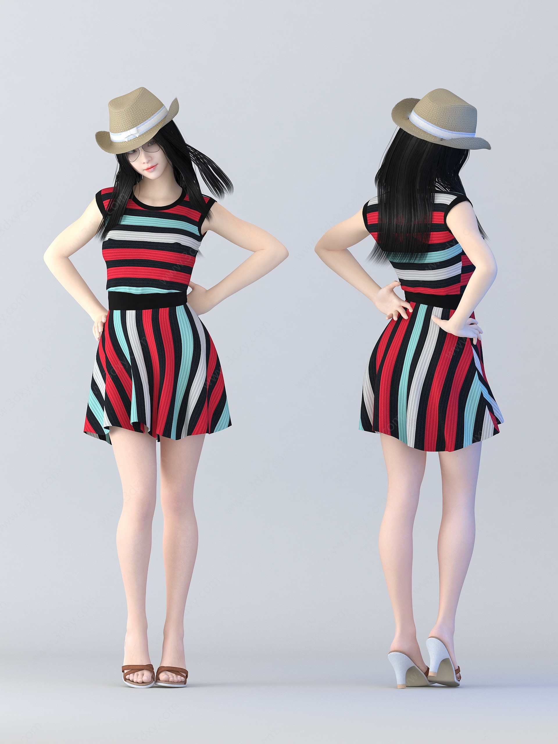 格子裙3D模型