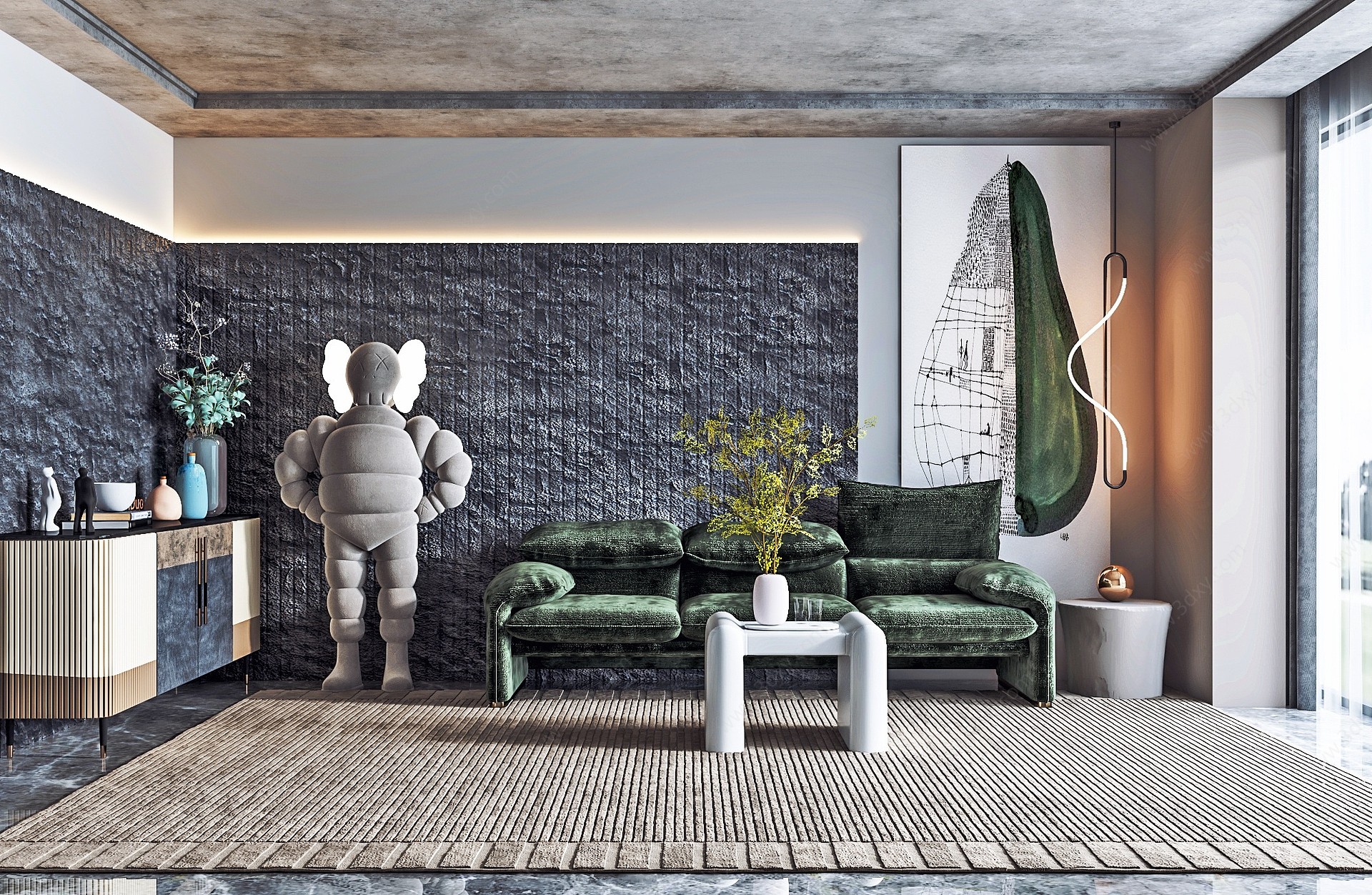 现代客厅沙发茶几3D模型