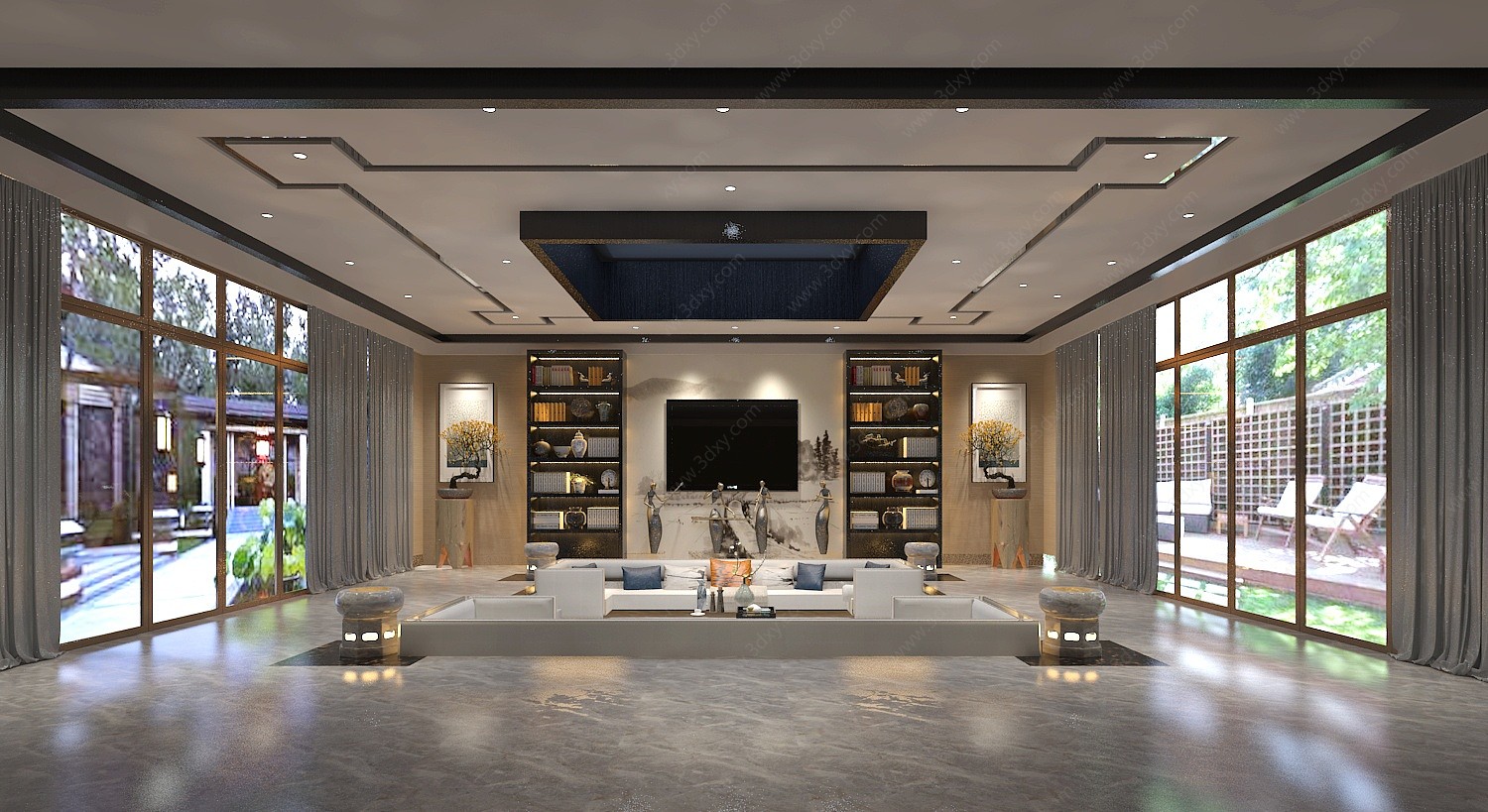 中式风格的客厅3D模型