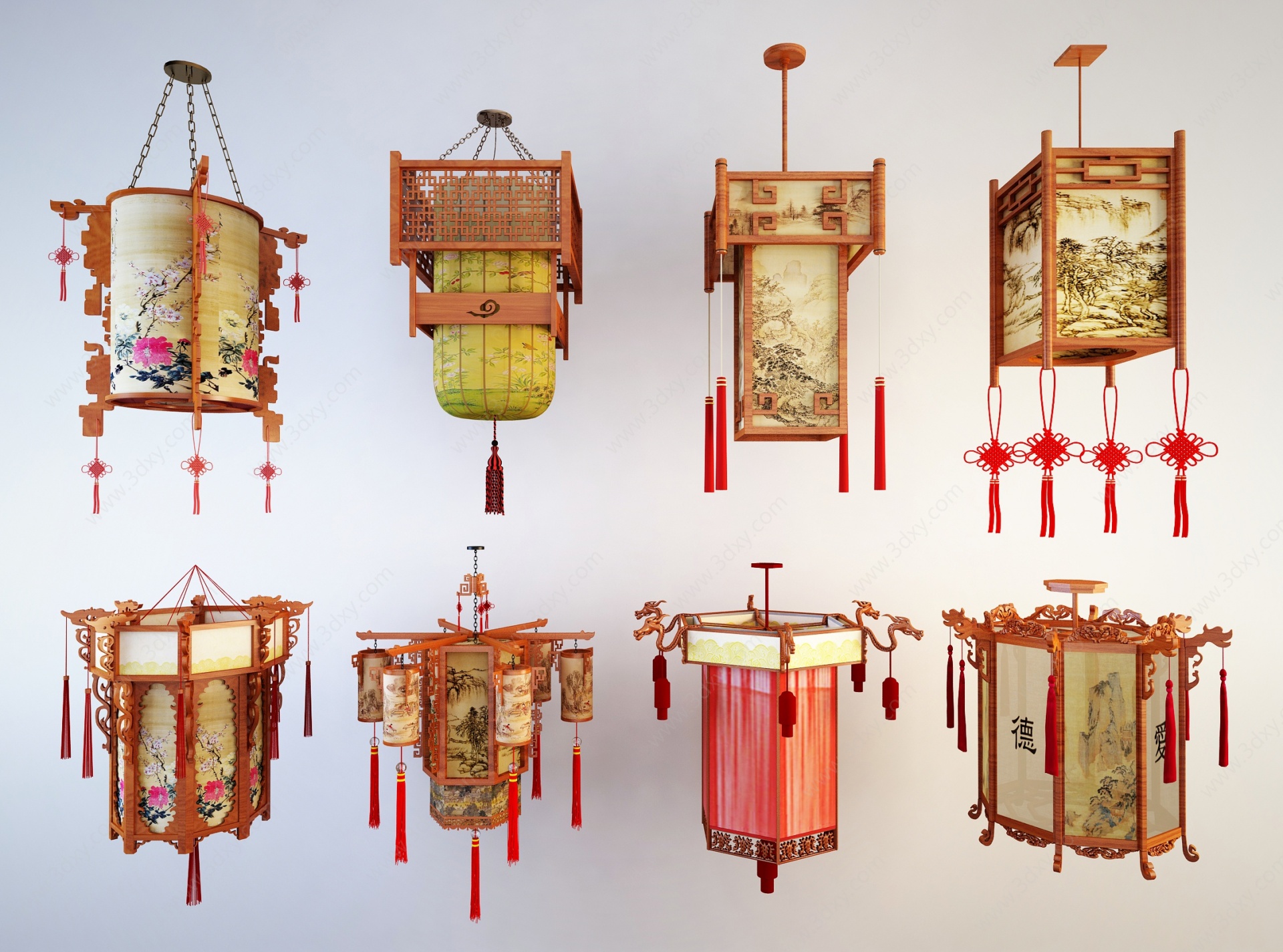 古典中式花灯灯笼吊灯3D模型
