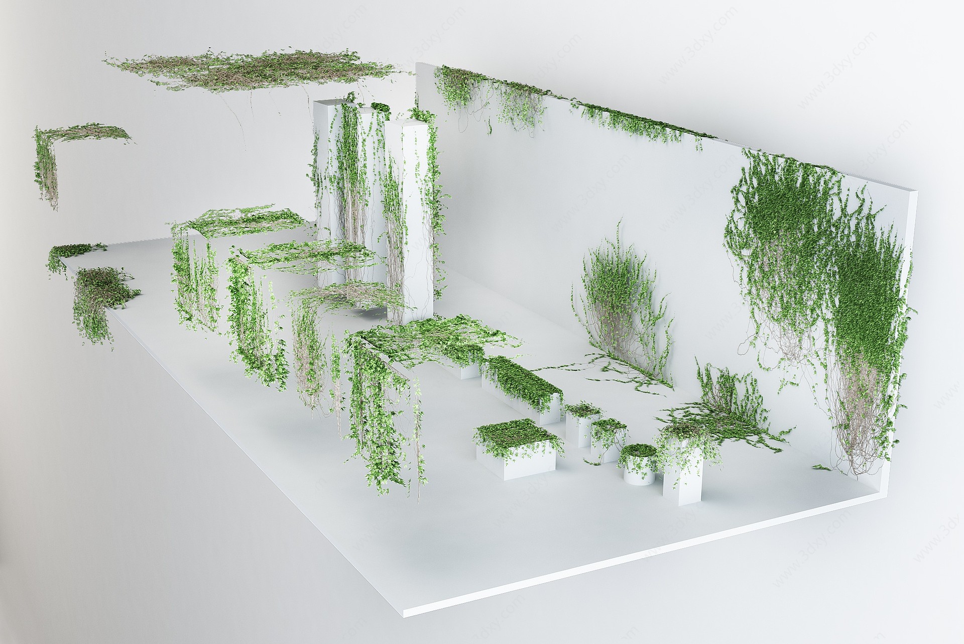 爬墙虎植物蔓藤组合3D模型