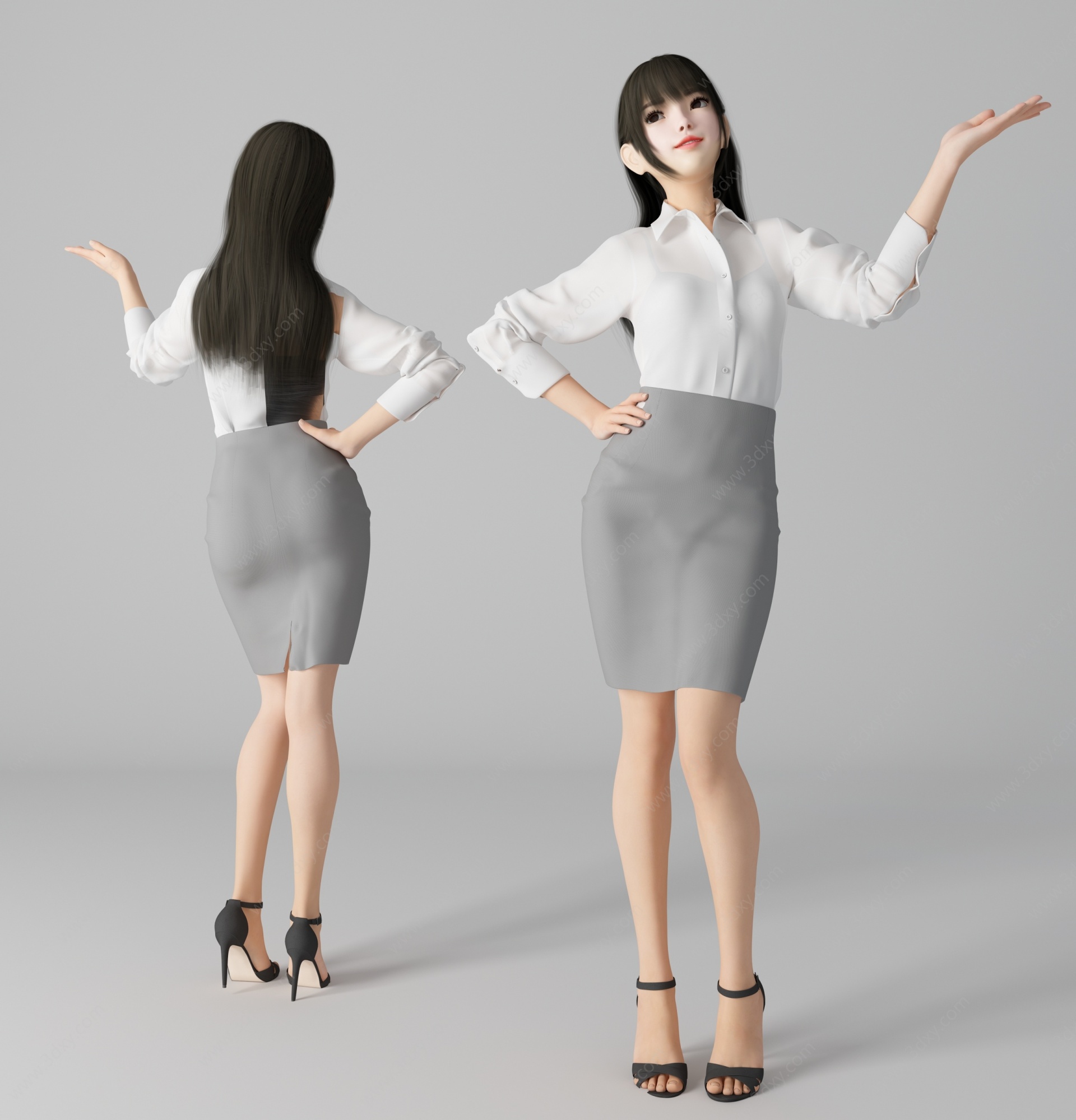 现代风格性感美女人物3D模型