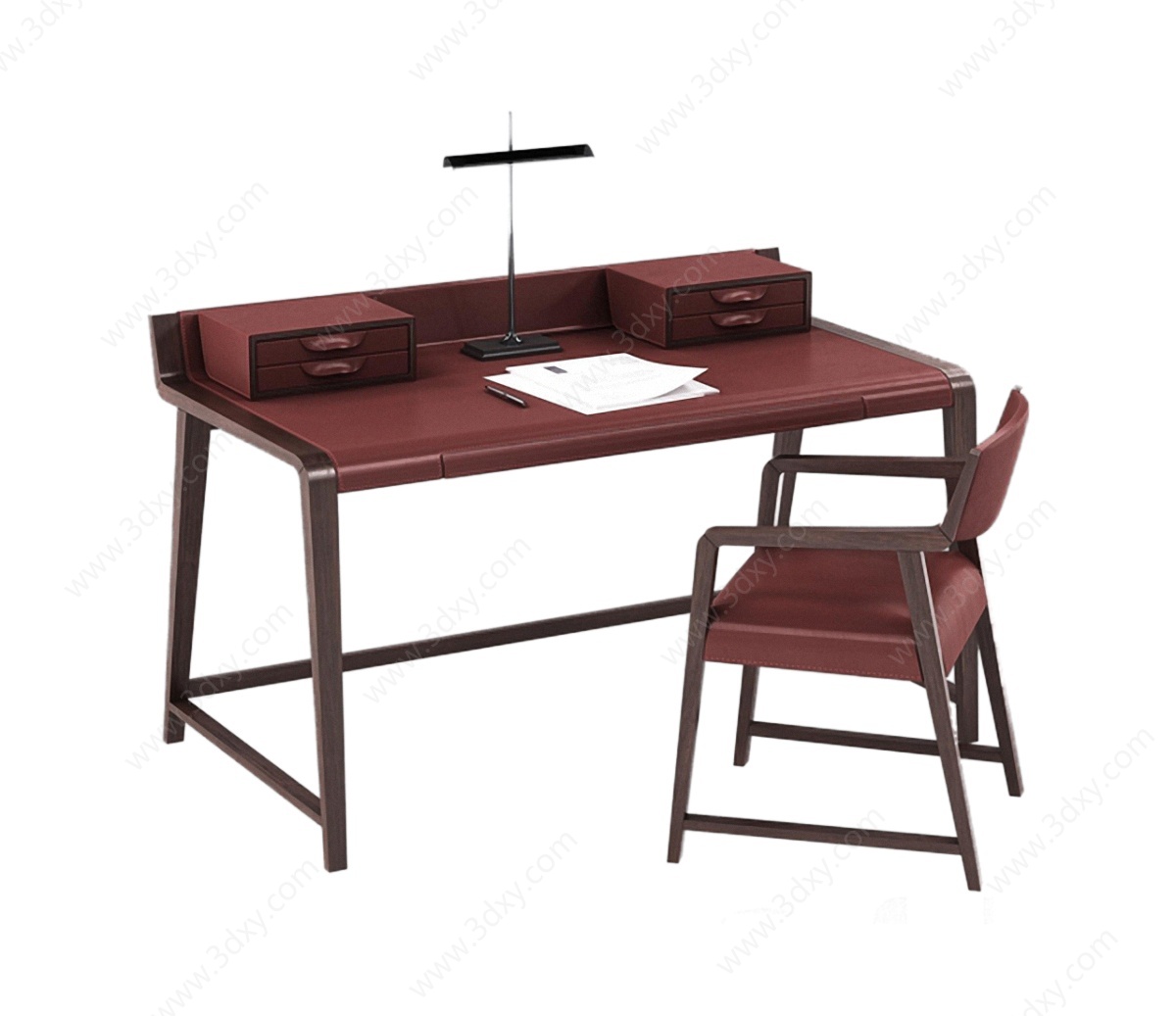 北欧书桌椅写字桌3D模型