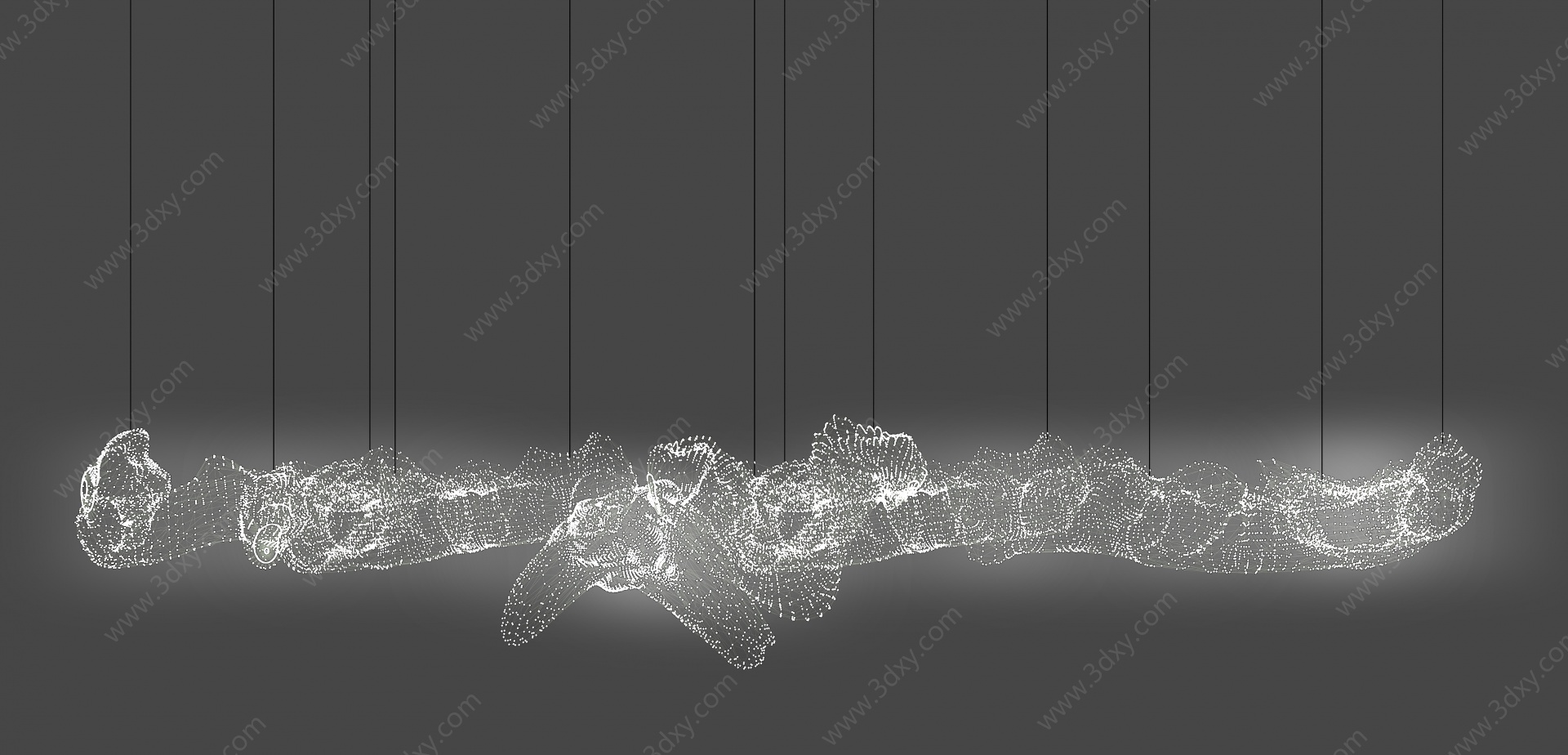 现代大堂水晶网状吊灯3D模型