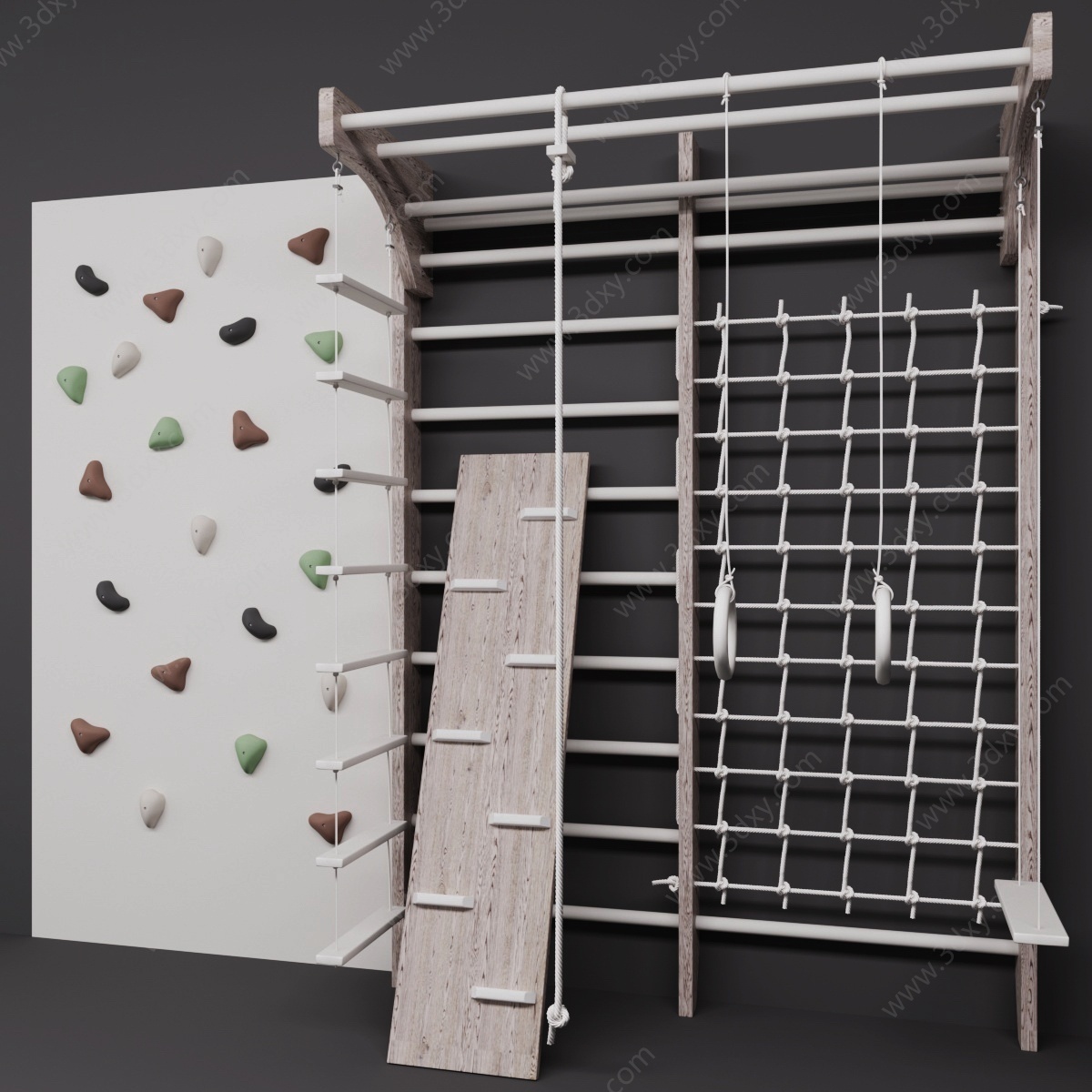 现代家用儿童墙梯攀岩墙3D模型