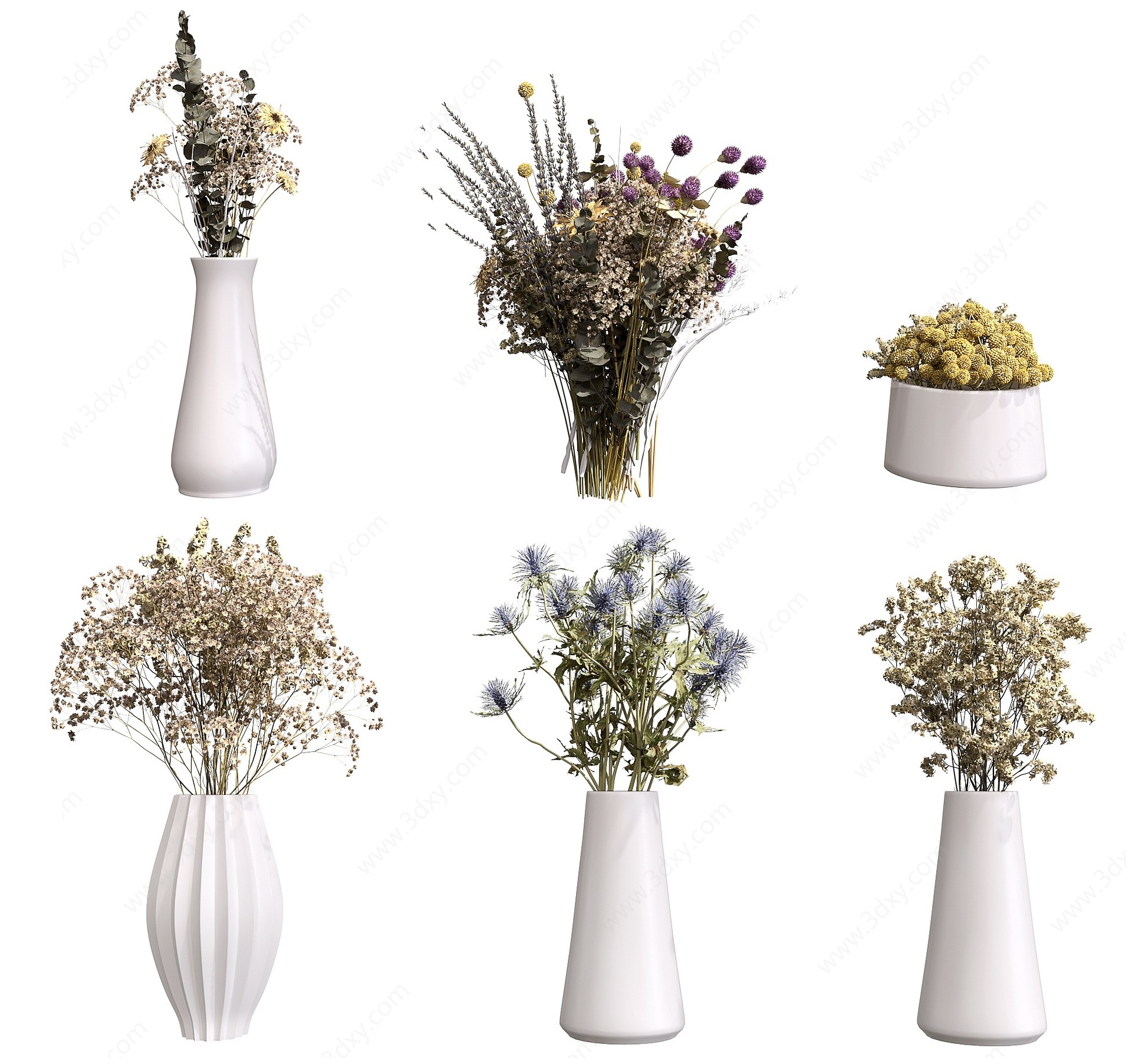现代植物盆栽花瓶花草花卉3D模型