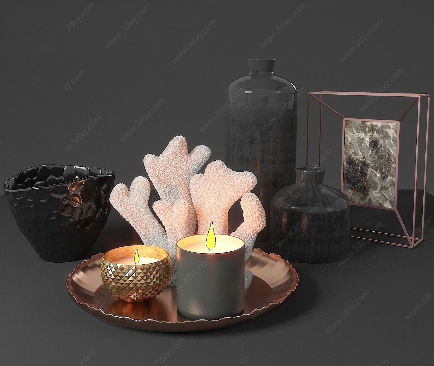 现代装饰摆件蜡烛3D模型